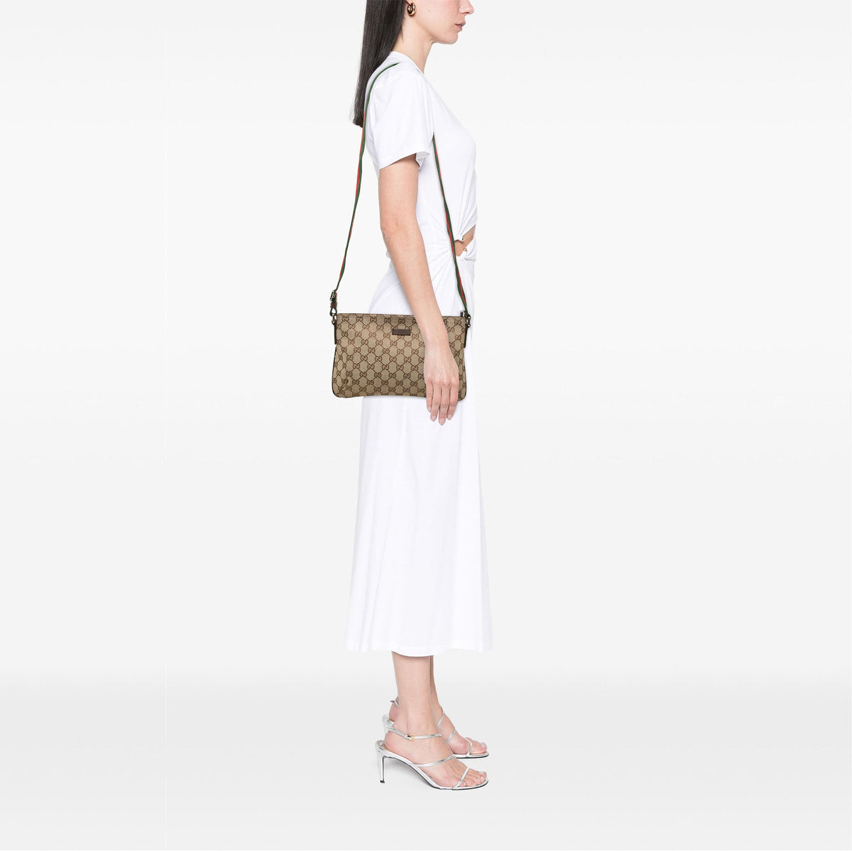 Gucci GG Canvas Web Crossbody — Beige