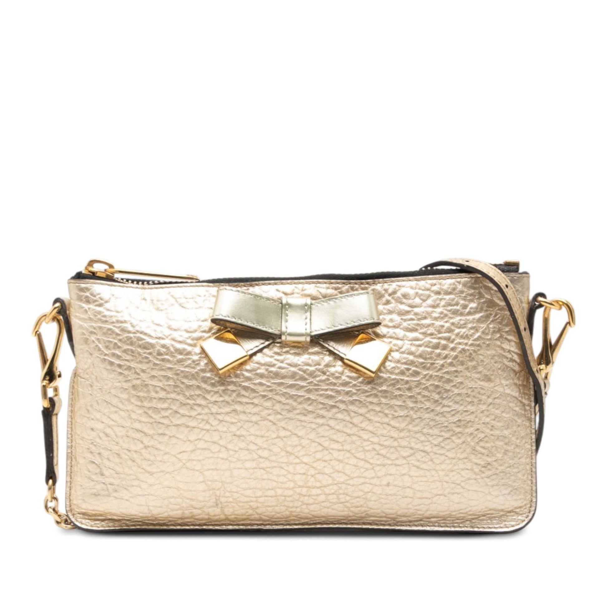 Burberry Metallic Leather Peyton Bow Crossbody