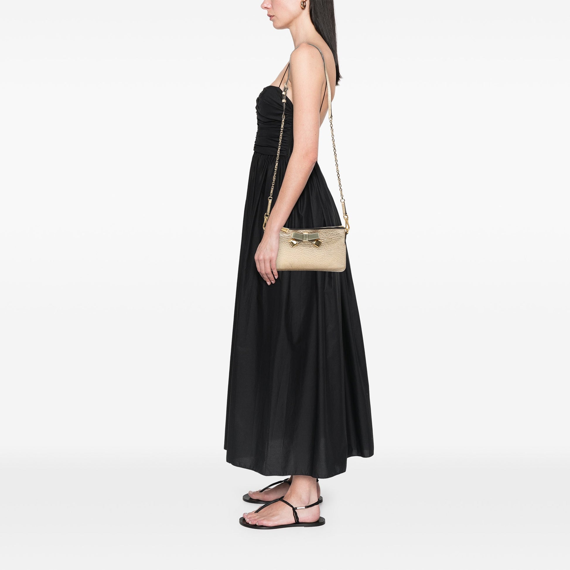Burberry Metallic Leather Peyton Bow Crossbody