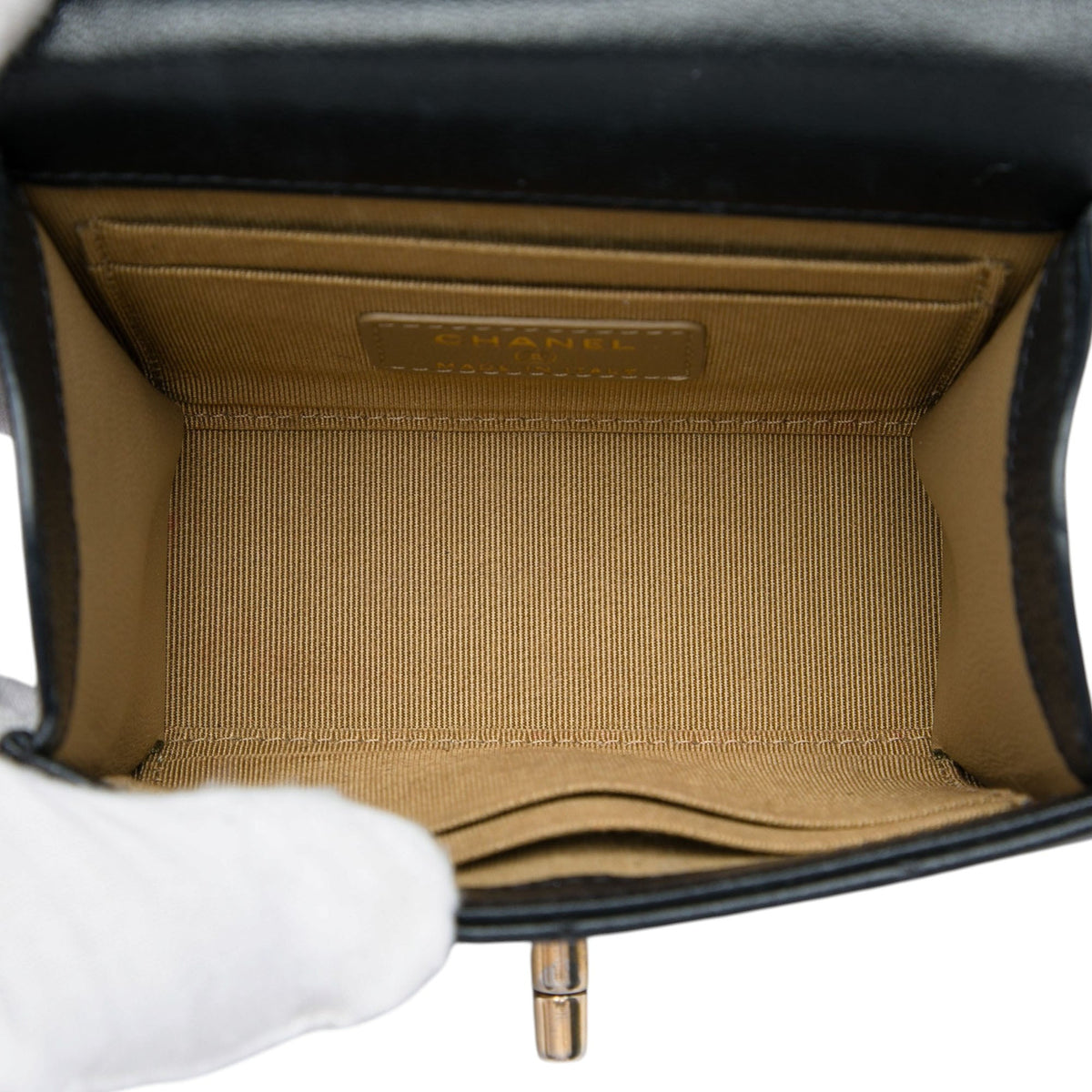 Chanel Mini Goatskin Chic Pearls Clutch On Chain — Black