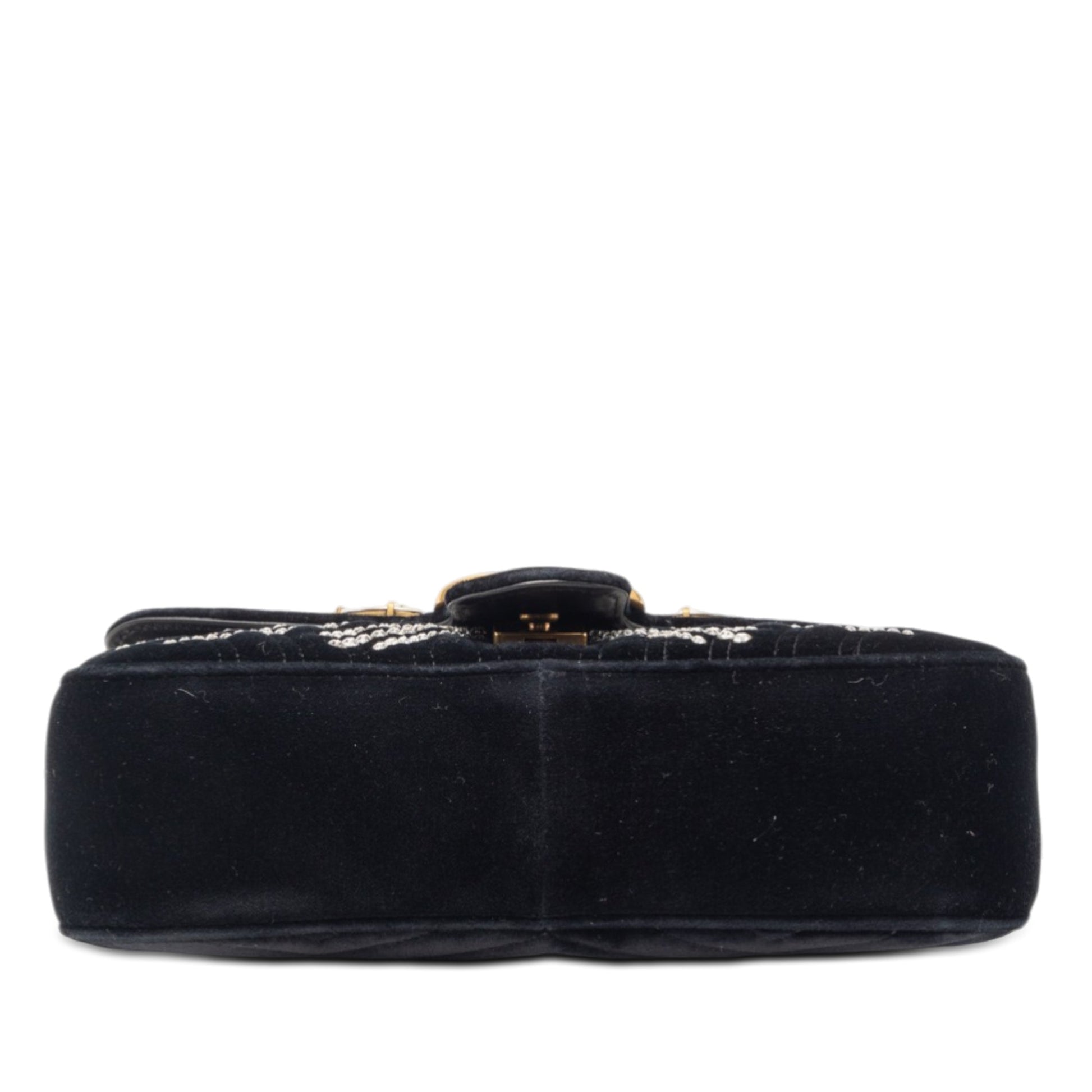Gucci Medium GG Marmont Matelasse Velvet Crystal Embellished Shoulder Bag