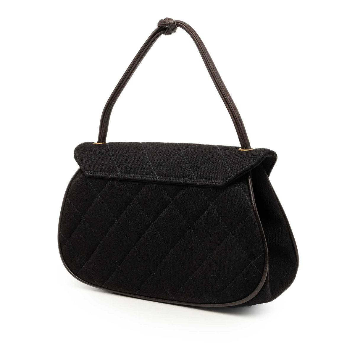 Chanel Quilted Cotton Mademoiselle Lock Top Handle Bag — Black