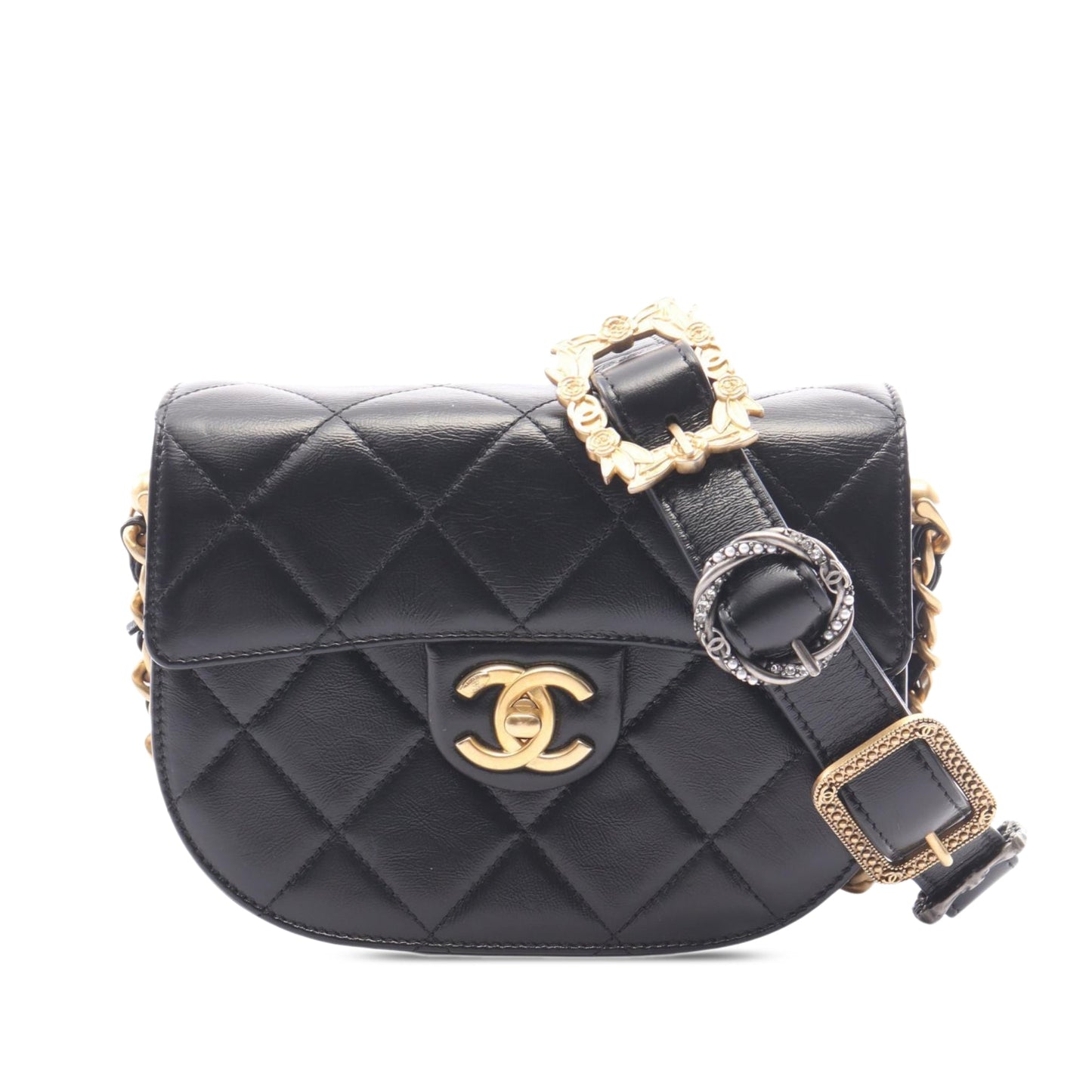 Chanel Mini CC Quilted Calfskin Round Moon Messenger Flap