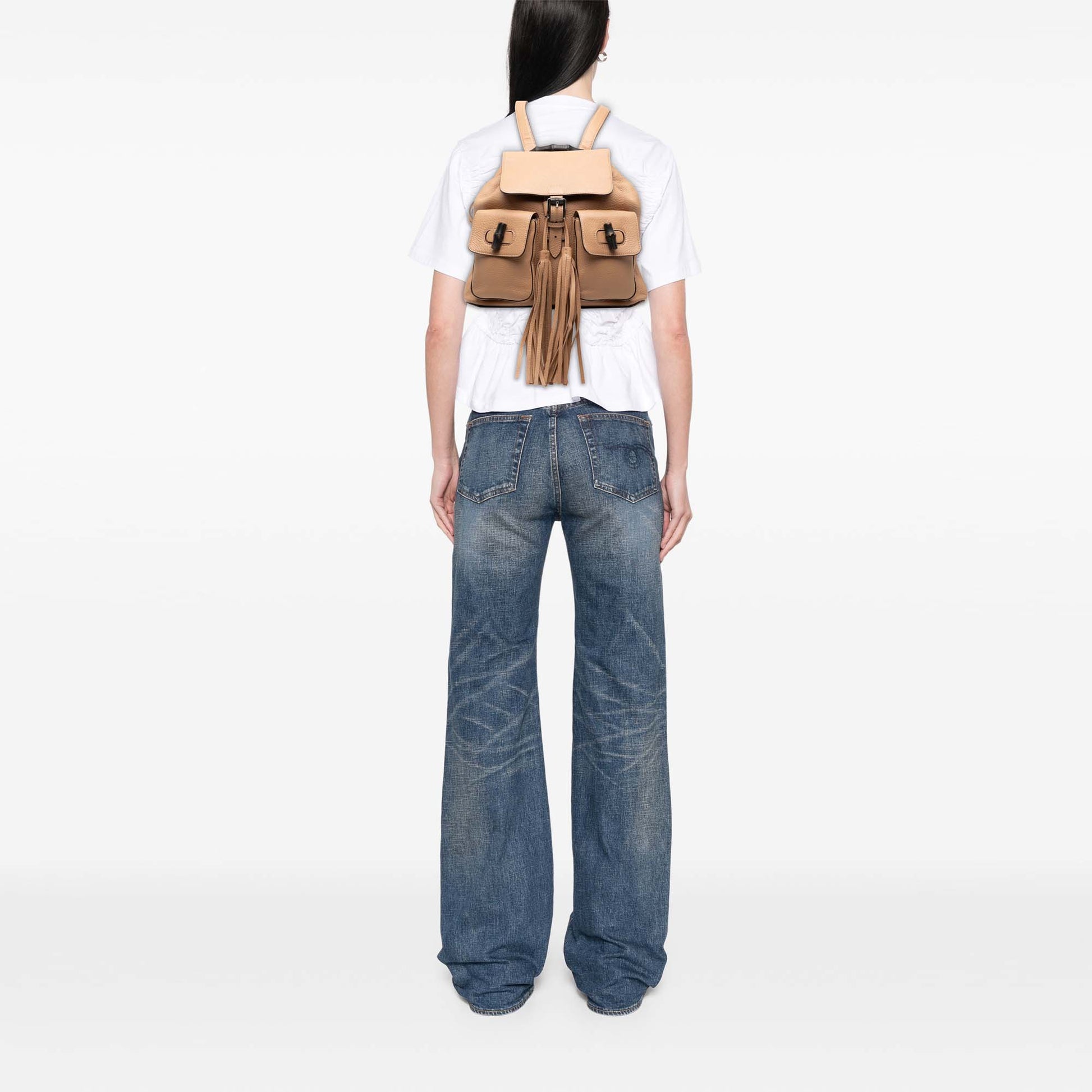 Gucci Leather Bamboo Tassel Backpack