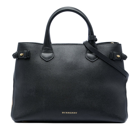 Burberry Medium Leather and House Check Banner Satchel