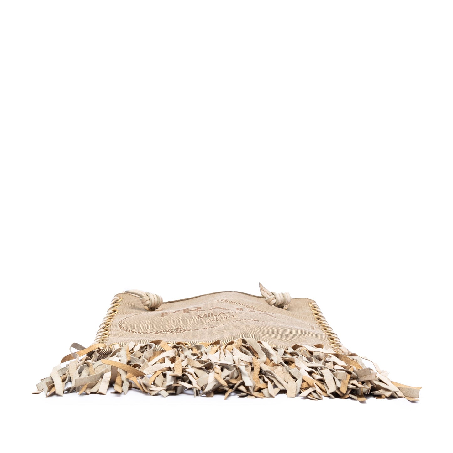 Prada Canvas and Leather Fringed Canapa Logo Crossbody