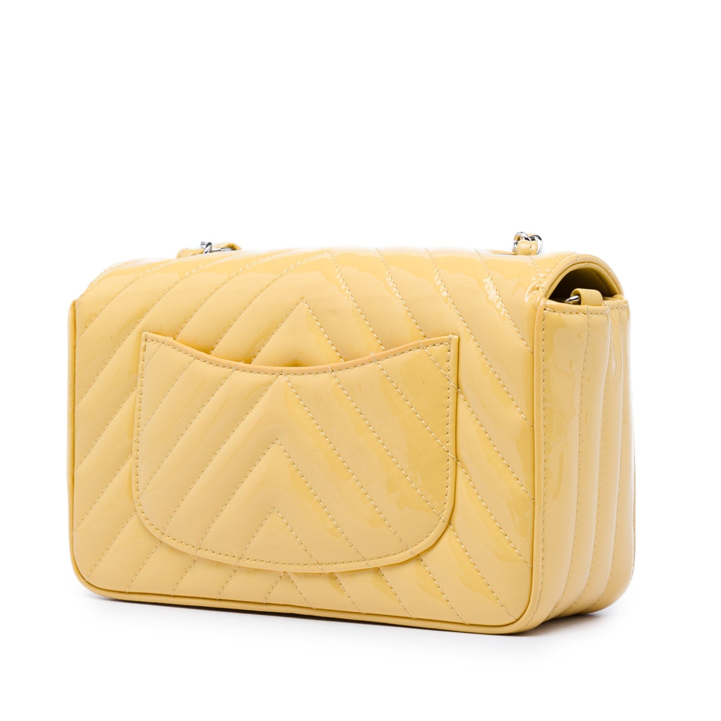 Chanel Mini Rectangular Classic Chevron Patent Single Flap