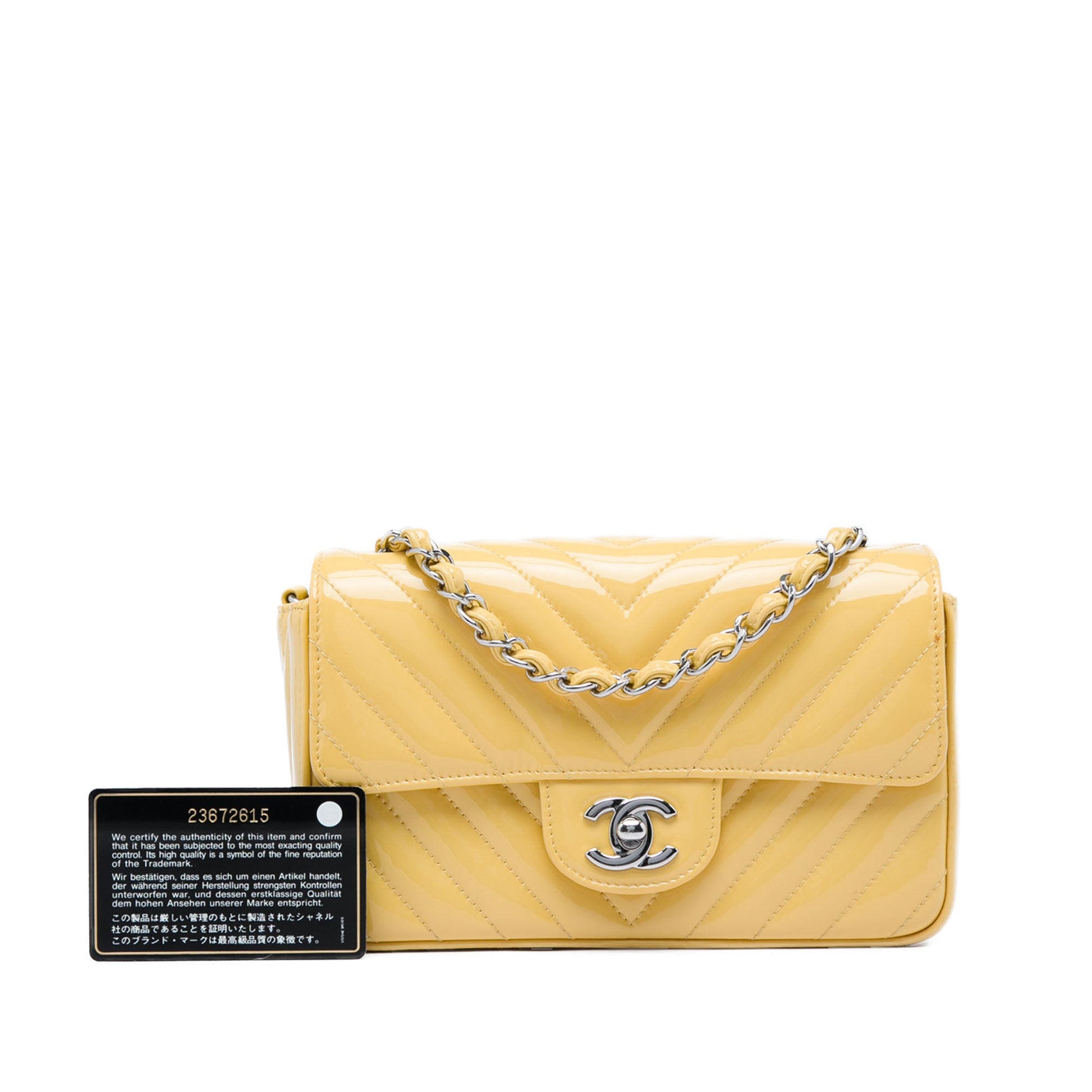 Chanel Mini Rectangular Classic Chevron Patent Single Flap