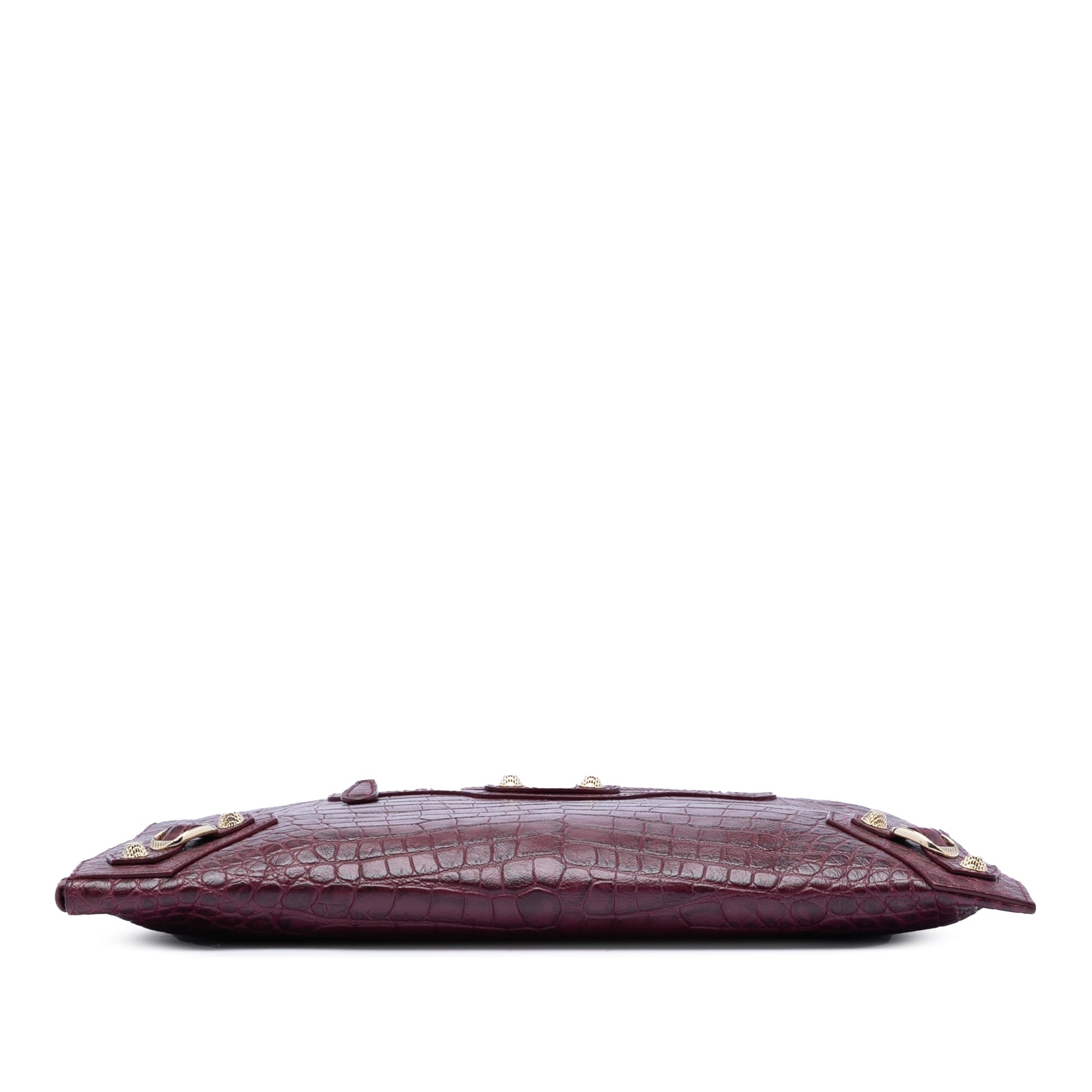 Croc Embossed Calfskin Motocross Giant 12 Zip Around Flat Clutch