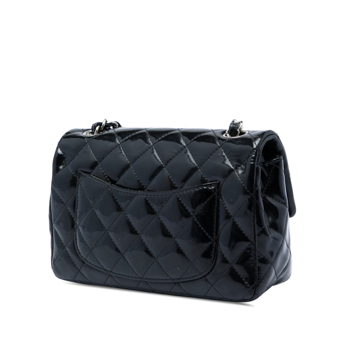 Chanel Mini Rectangular Classic Patent Single Flap — Black