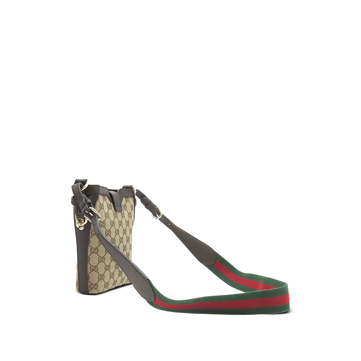 Gucci Mini GG Canvas Web Bucket Bag — Beige