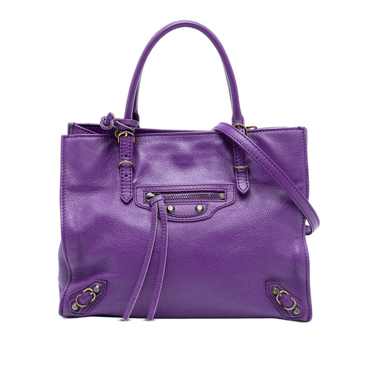 Balenciaga Mini Leather Papier A4 Zip Around Tote