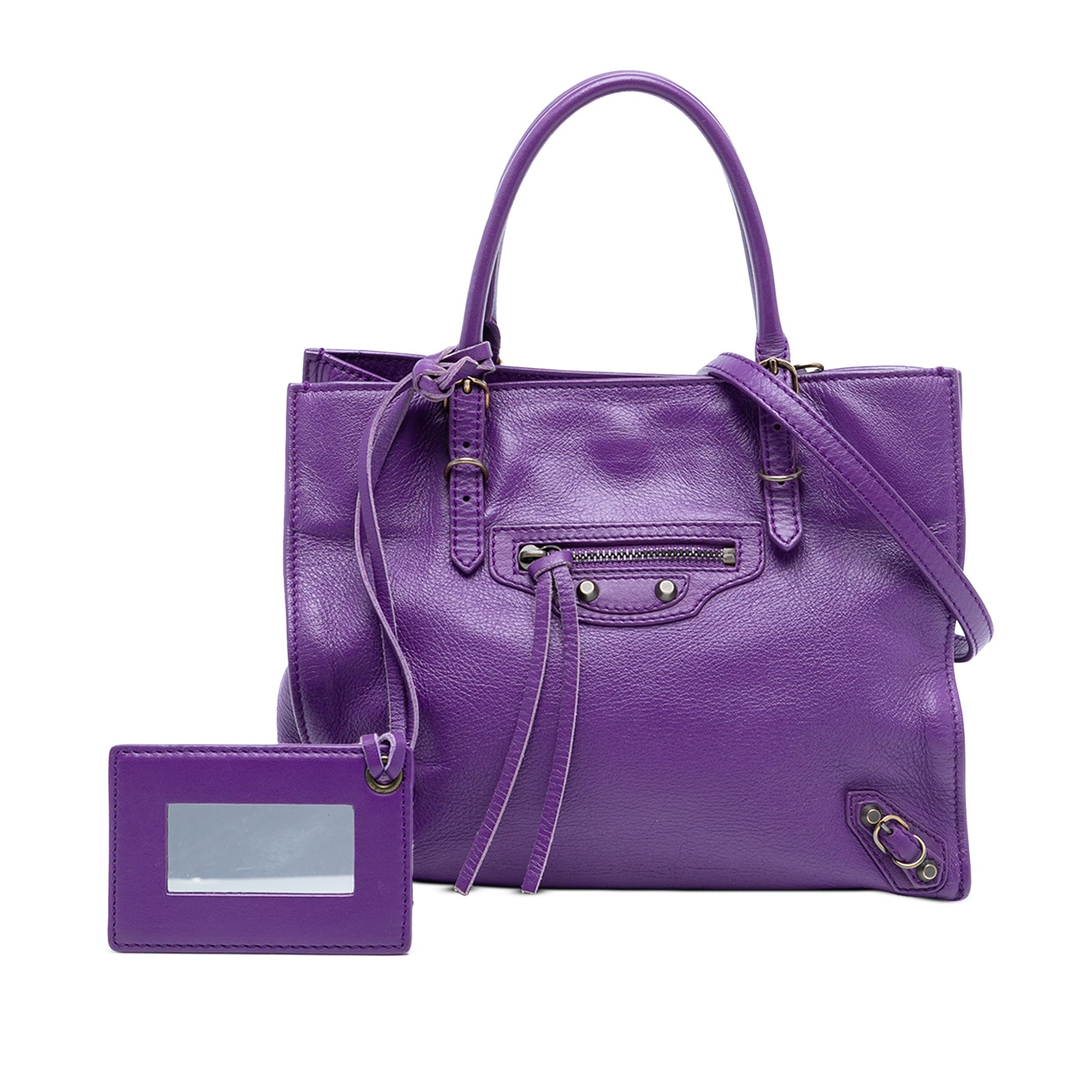 Balenciaga Mini Leather Papier A4 Zip Around Tote