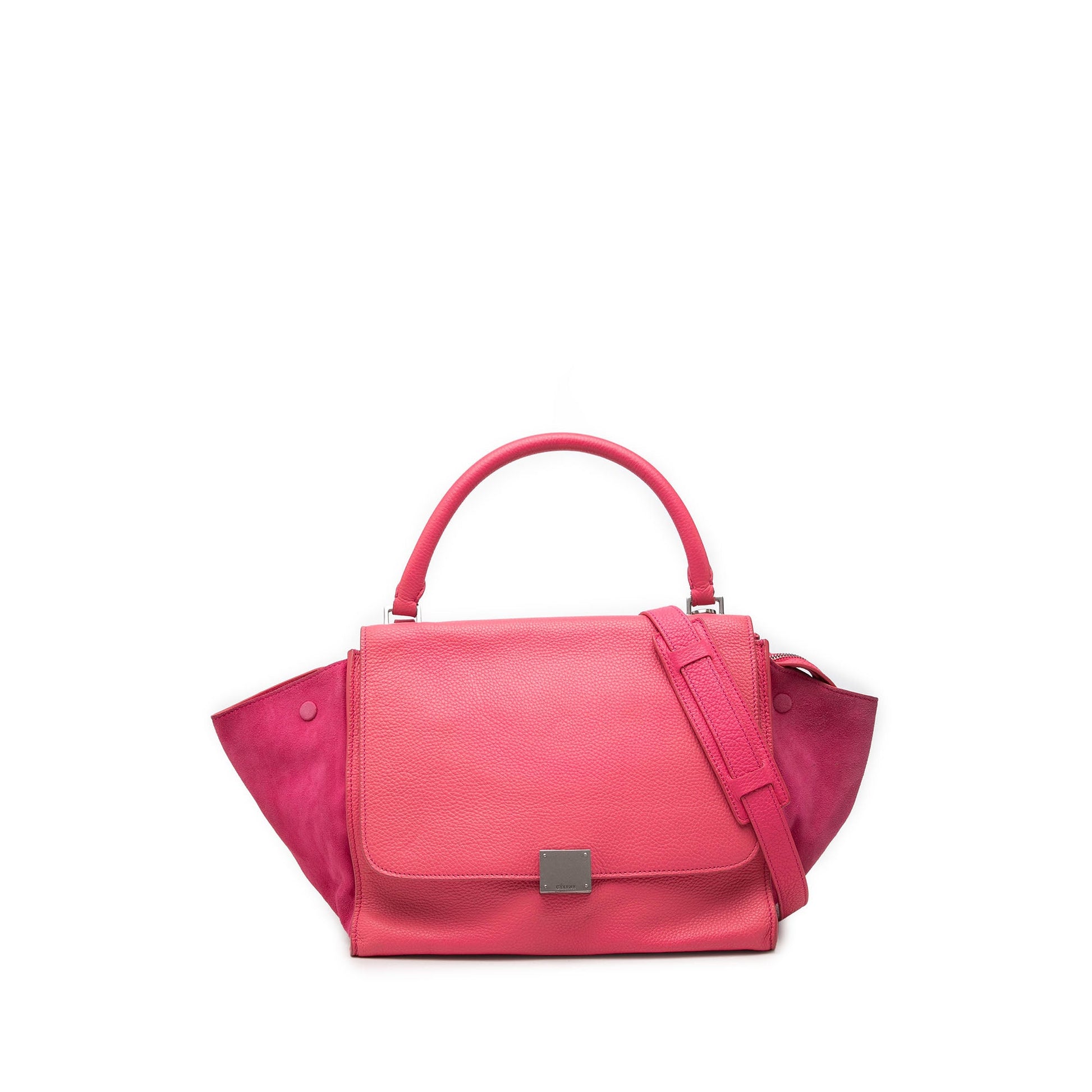 Celine Medium Calfskin and Suede Trapeze Satchel