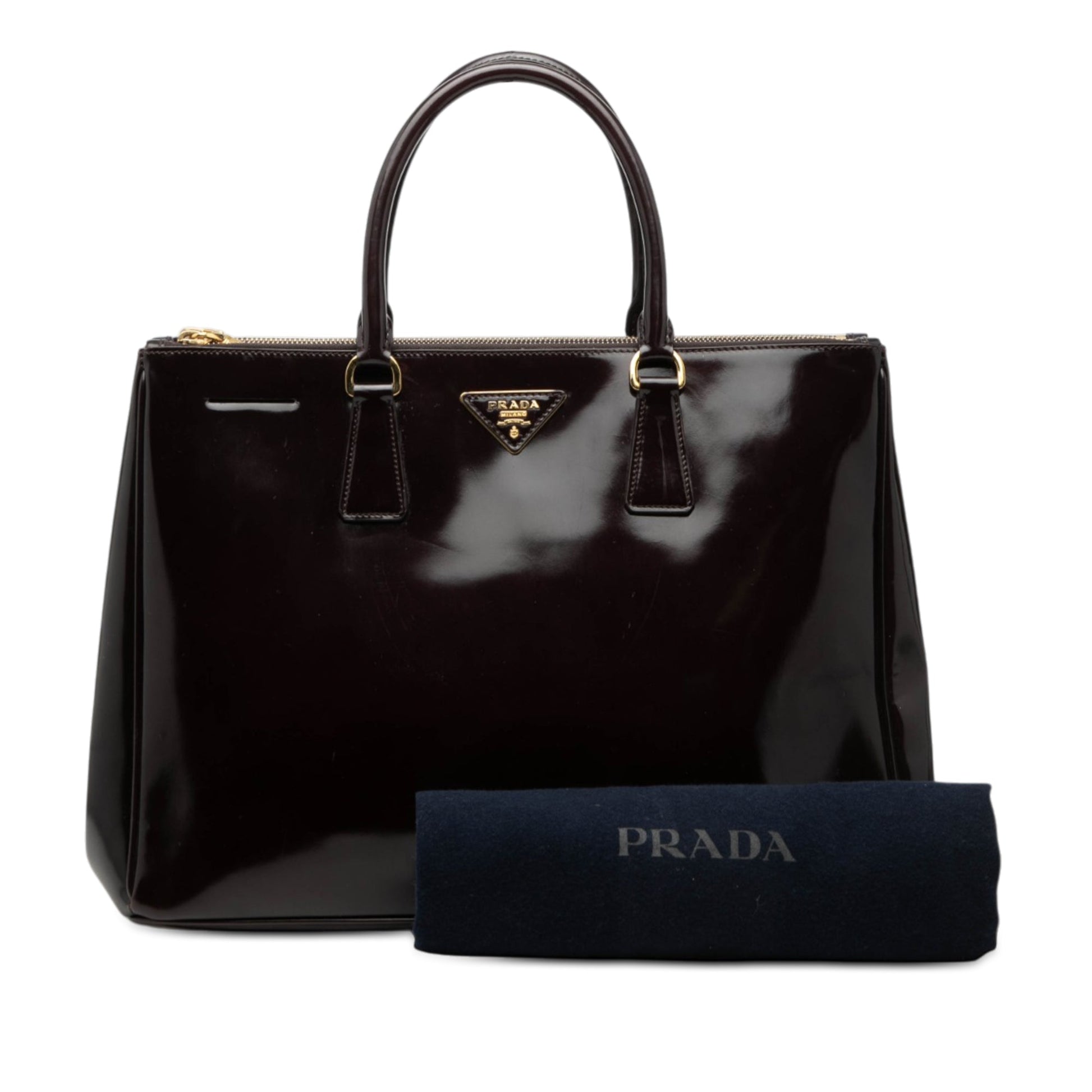 Prada Medium Spazzolato Galleria Double Zip Satchel