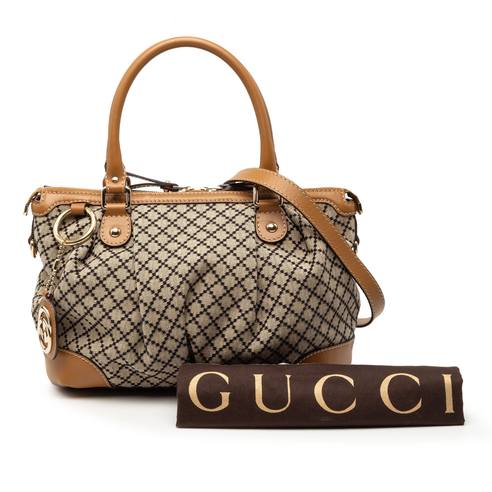 Gucci Diamante Canvas Sukey Satchel