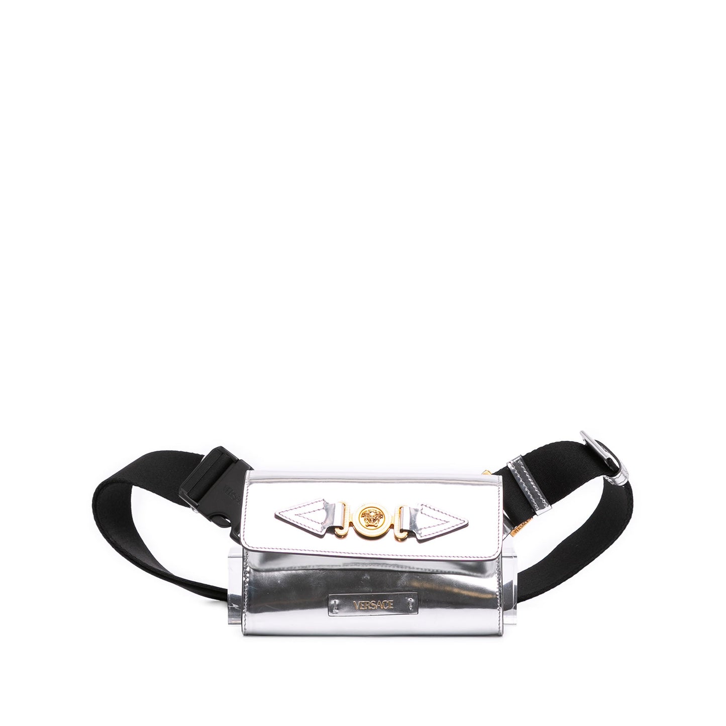 Versace Metallic Calfskin La Medusa Biggie Belt Bag