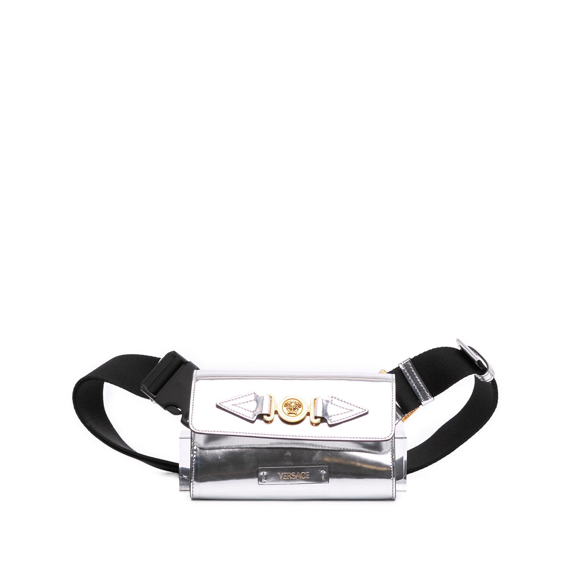 Versace Metallic Calfskin La Medusa Biggie Belt Bag