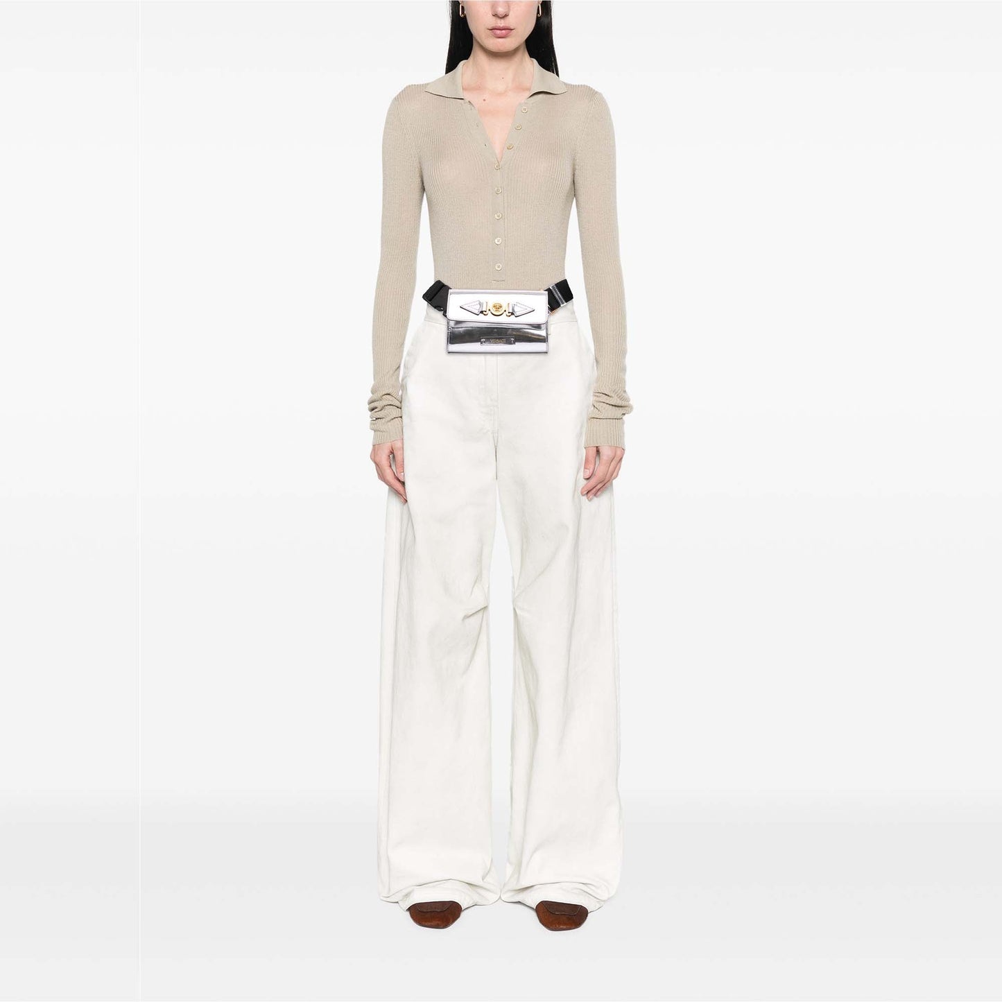 Versace Metallic Calfskin La Medusa Biggie Belt Bag