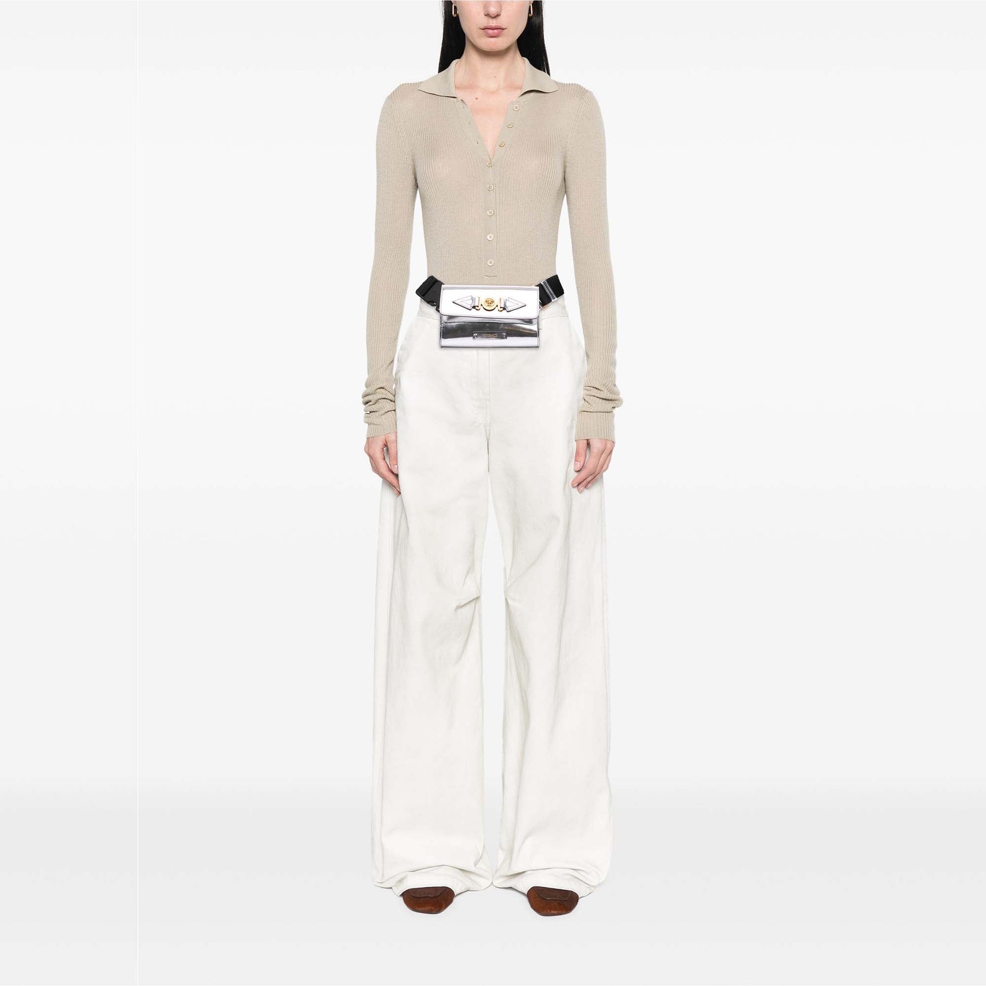 Versace Metallic Calfskin La Medusa Biggie Belt Bag