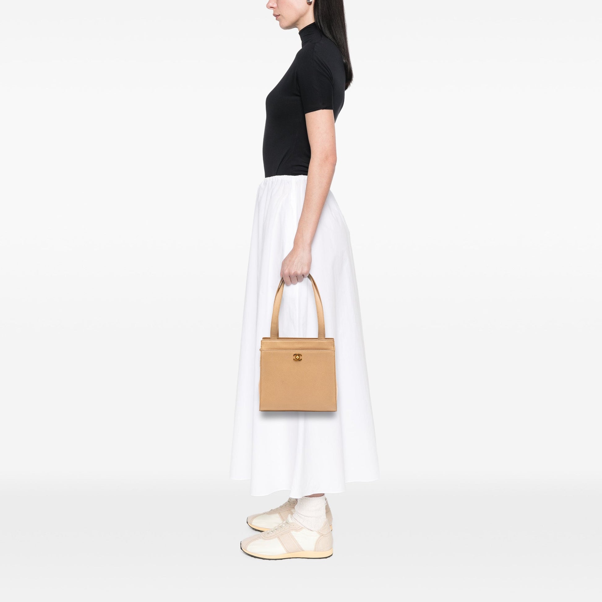 Chanel CC Caviar Turn Lock Tote