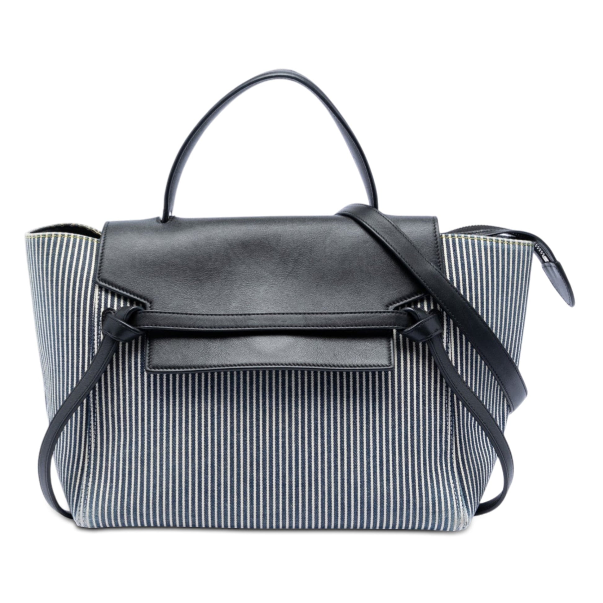 Celine Mini Striped Canvas and Leather Belt Bag