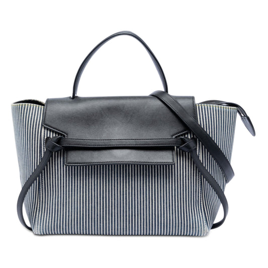 Celine Mini Striped Canvas and Leather Belt Bag