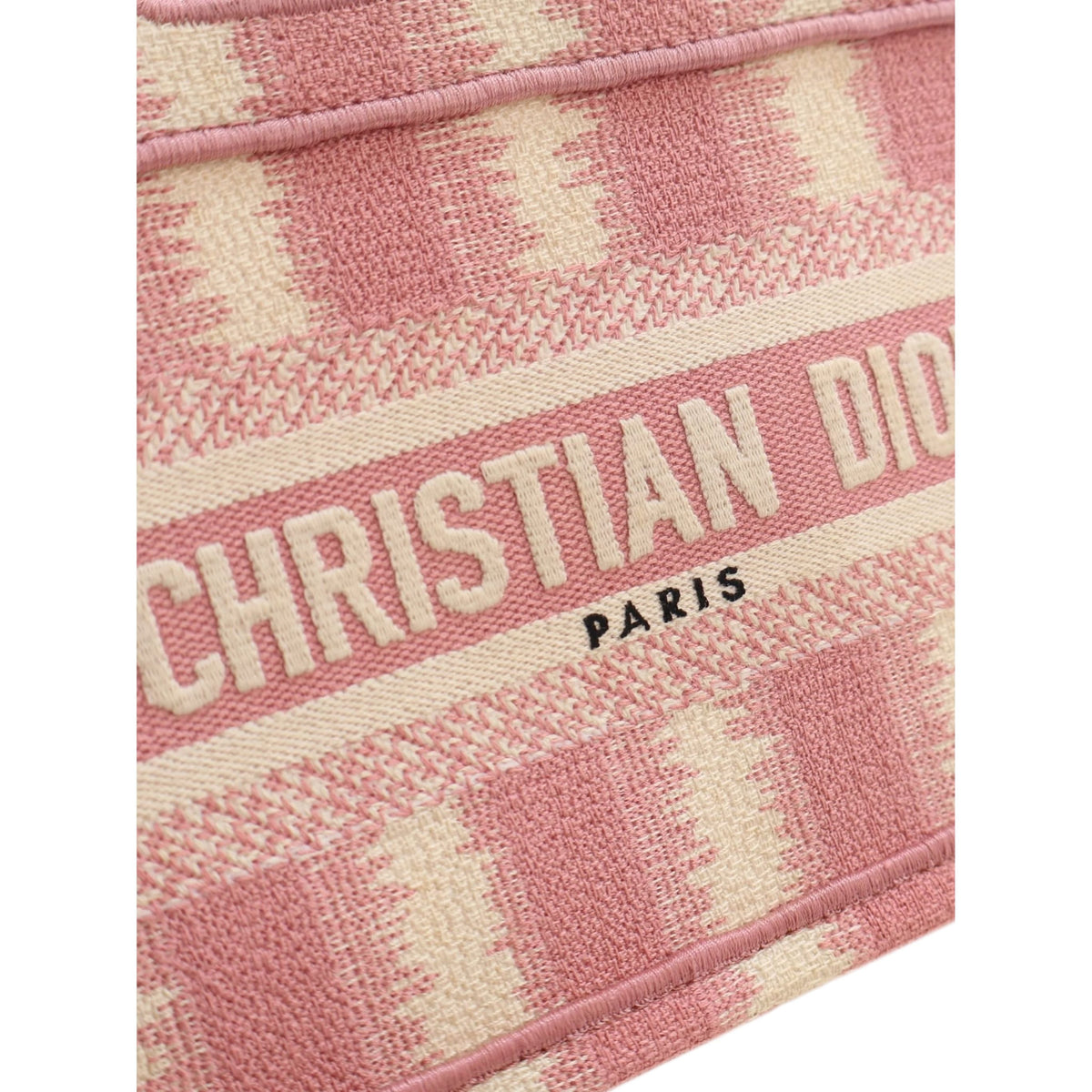 Dior Mini Stripe Embroidered Canvas Book Tote — Pink