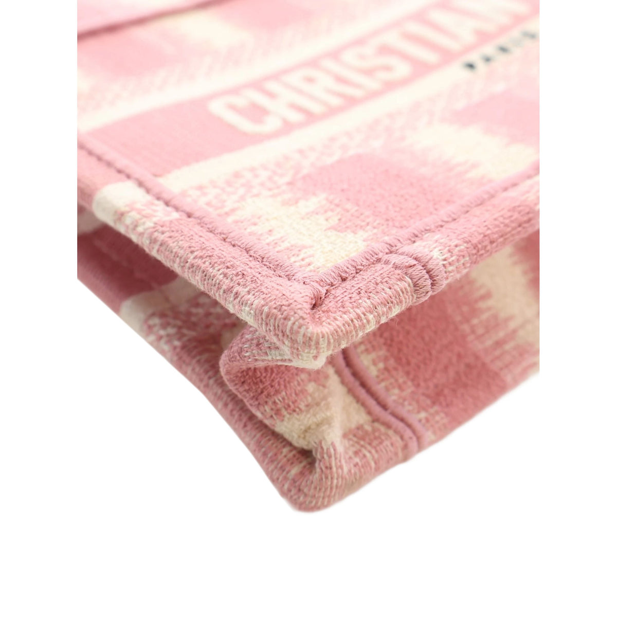 Dior Mini Stripe Embroidered Canvas Book Tote — Pink