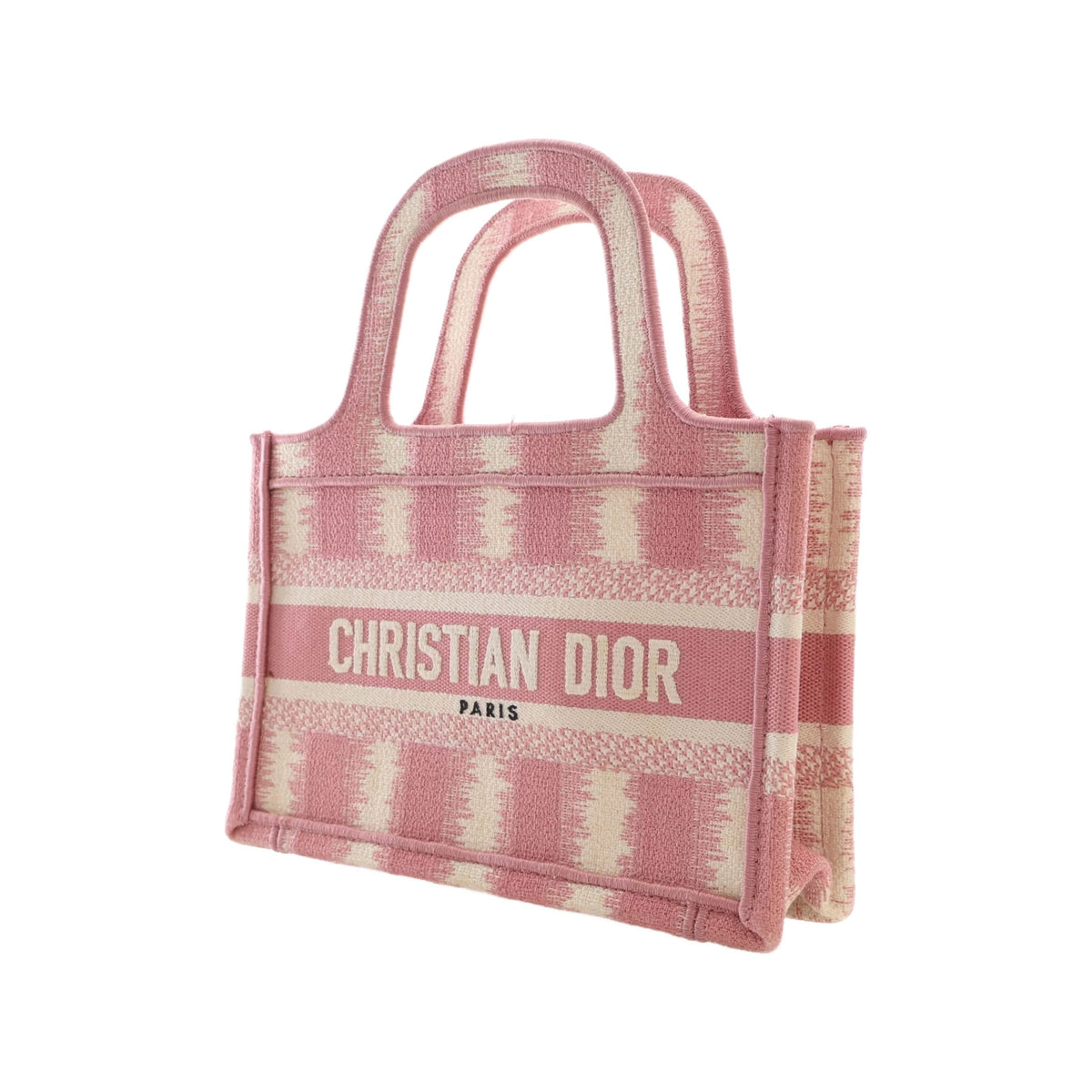 Dior Mini Stripe Embroidered Canvas Book Tote — Pink