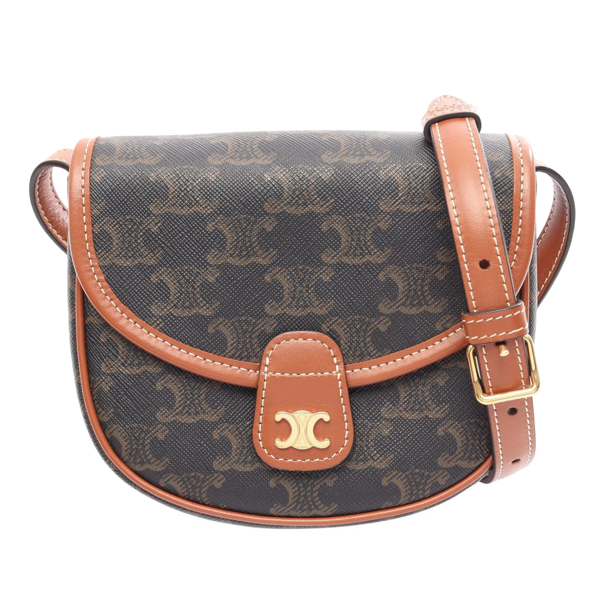 Celine Mini Triomphe Coated Canvas Besace Crossbody