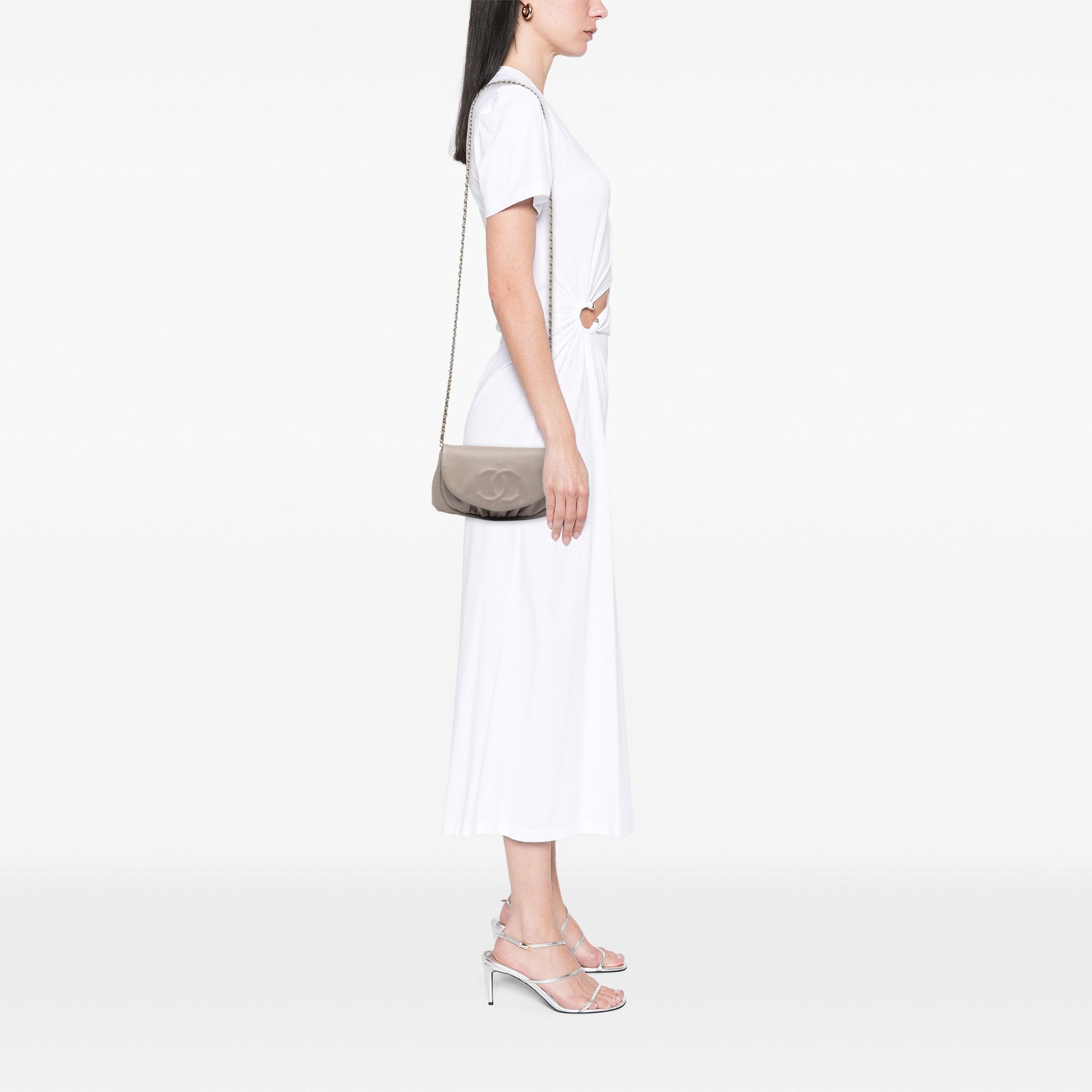 Chanel CC Caviar Half Moon Wallet on Chain
