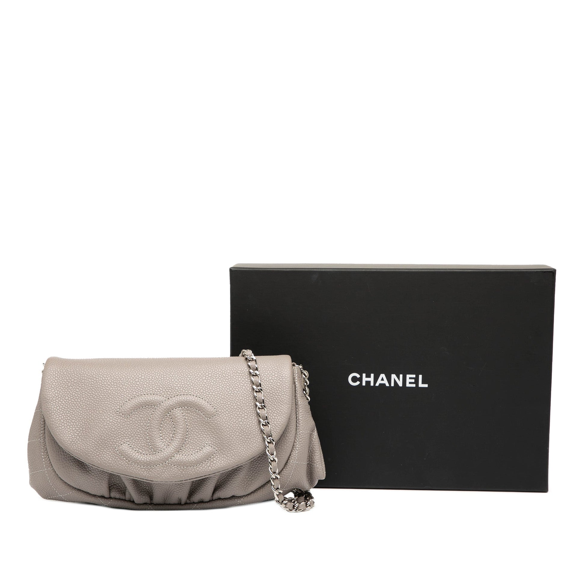 Chanel CC Caviar Half Moon Wallet on Chain