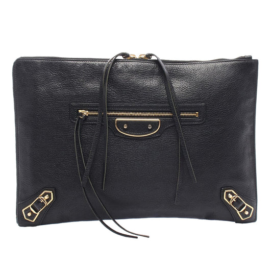 Balenciaga Goatskin Motocross Classic Metallic Edge Clutch