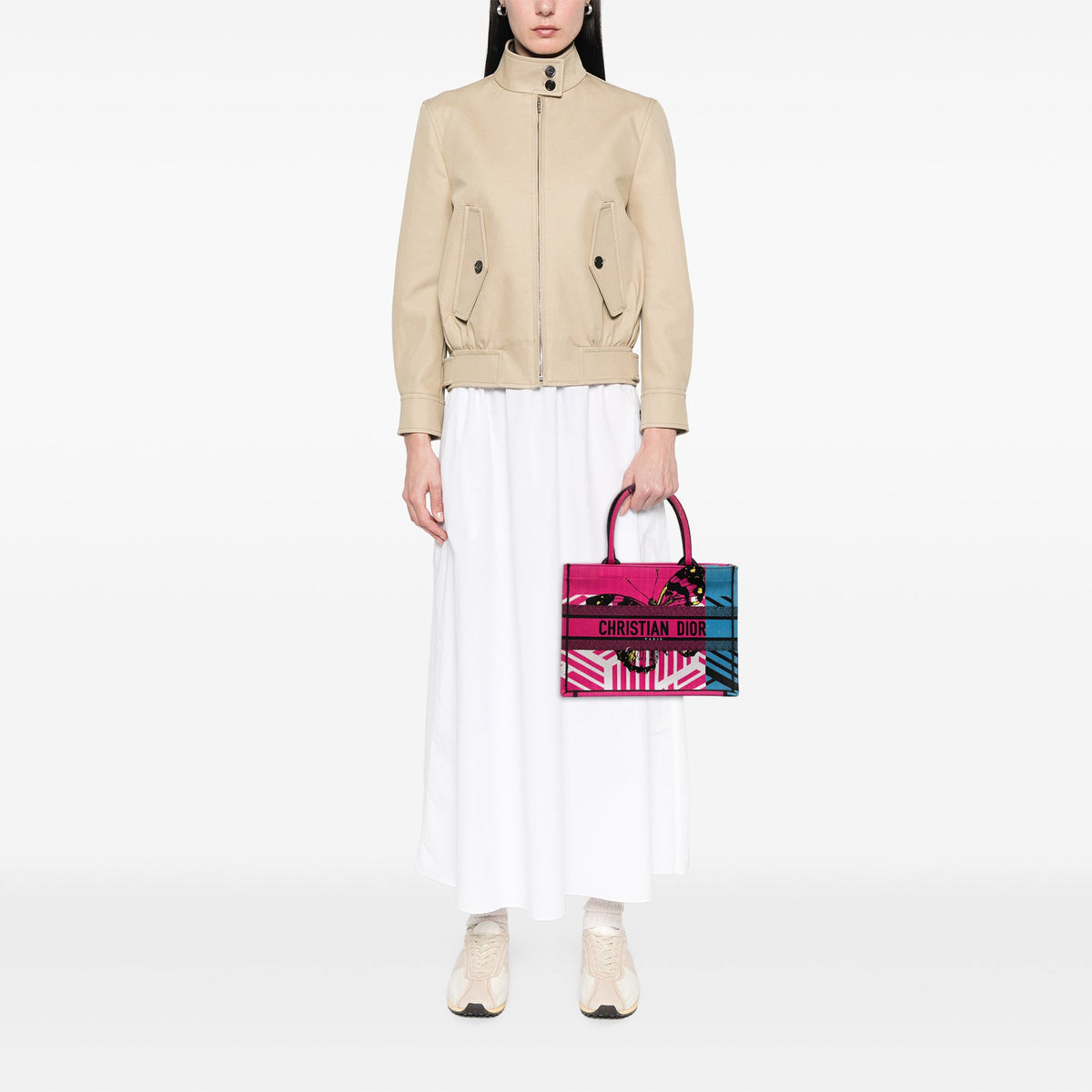 Dior Medium Embroidered Canvas Butterfly D Jungle Pop Book Tote — Pink