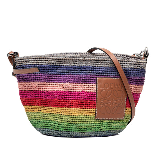 LOEWE Paulas Ibiza Anagram Raffia Rainbow Pochette Crossbody