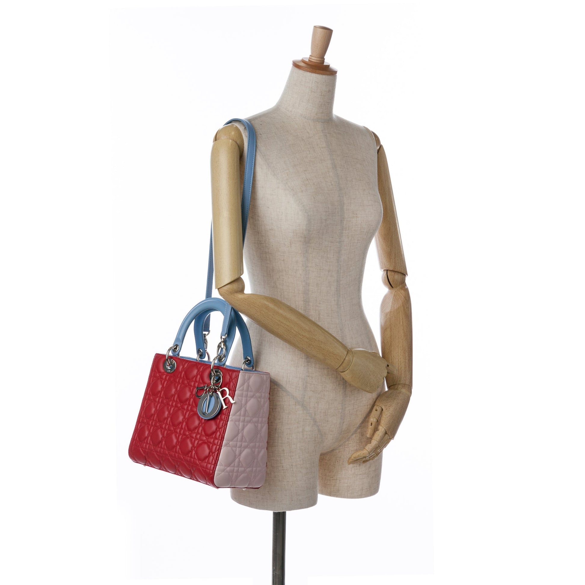 Dior Medium Tricolor Lambskin Cannage Lady Dior