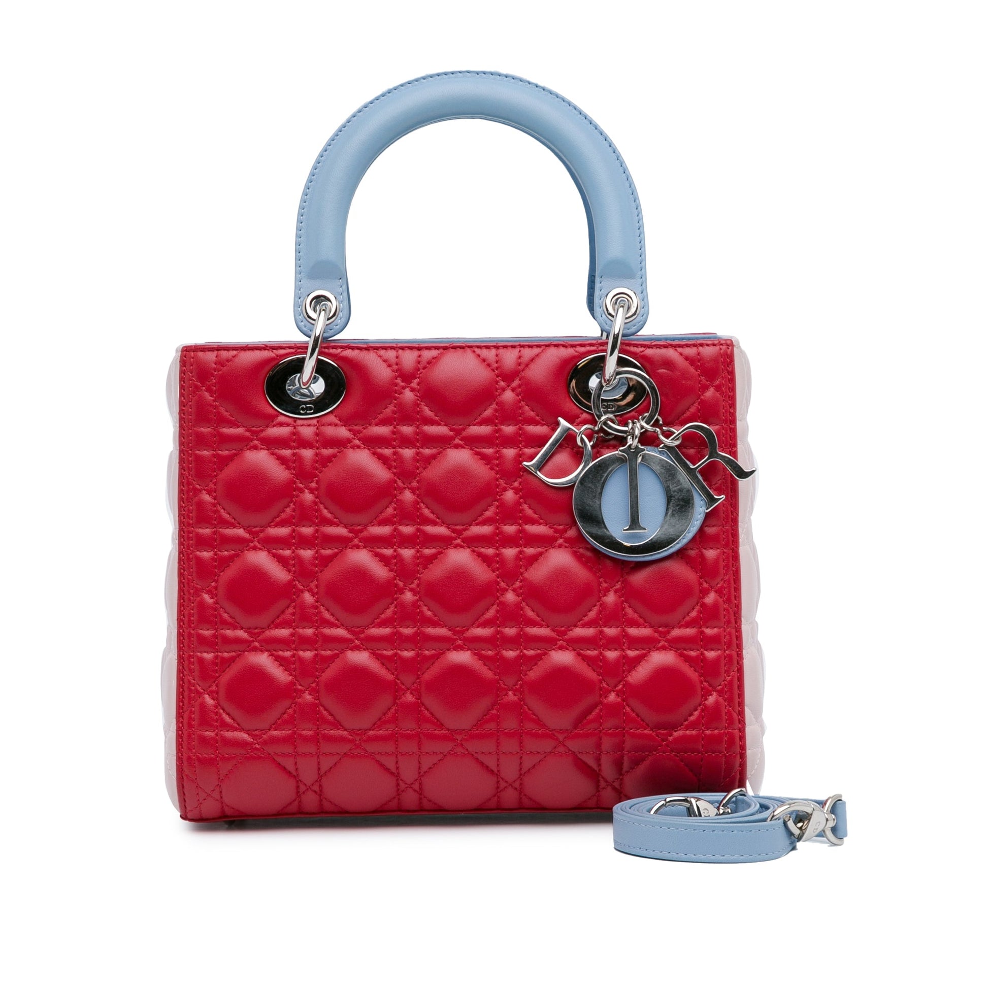 Dior Medium Tricolor Lambskin Cannage Lady Dior