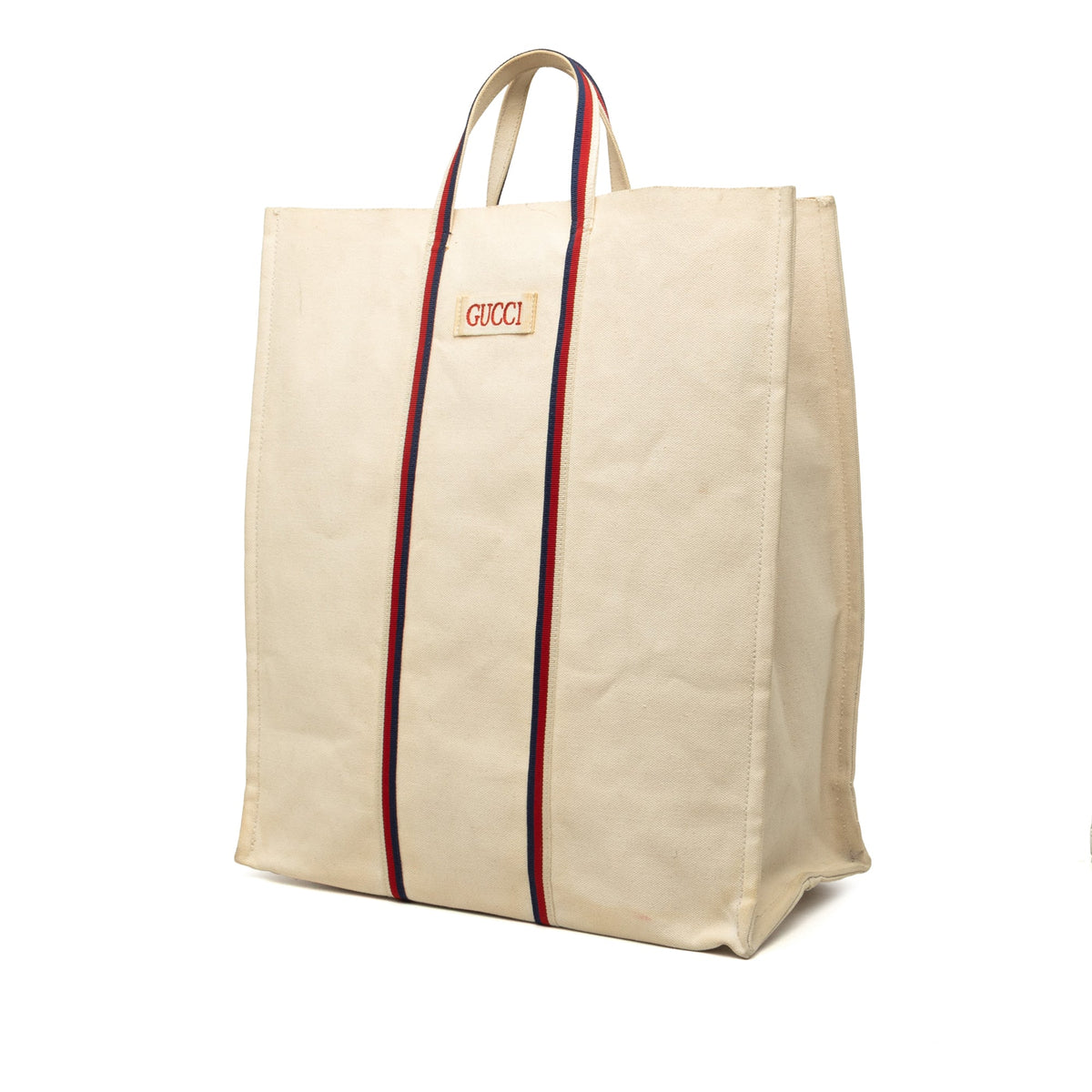Gucci Canvas Ouroboros Vertical Tote — Beige