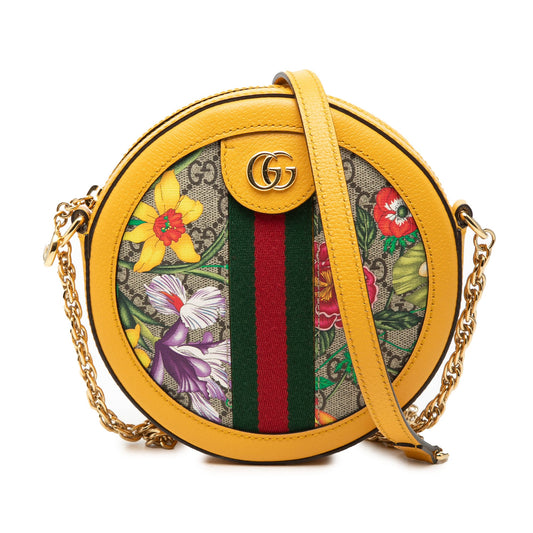 Gucci Mini GG Supreme Flora Ophidia Round Crossbody