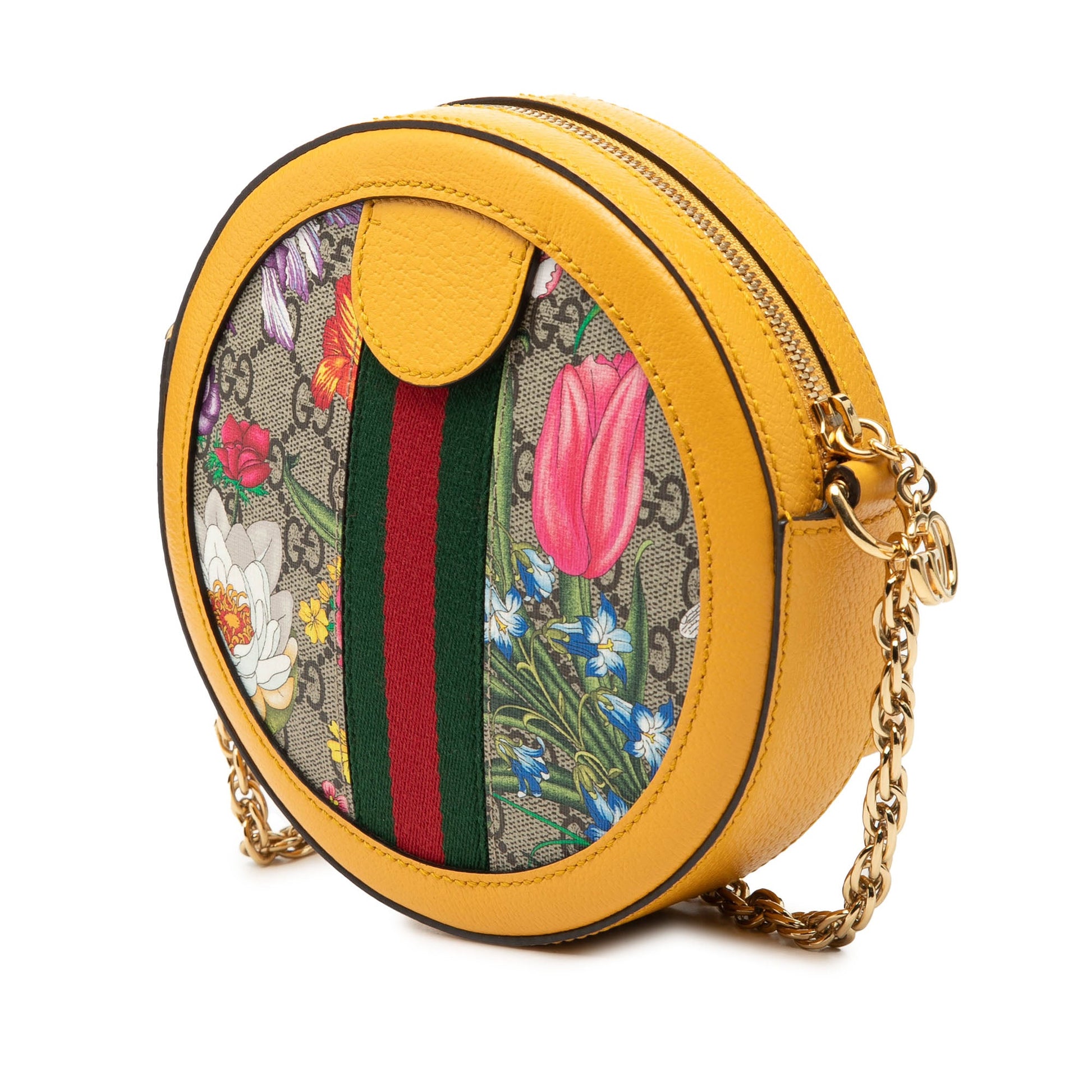 Gucci Mini GG Supreme Flora Ophidia Round Crossbody
