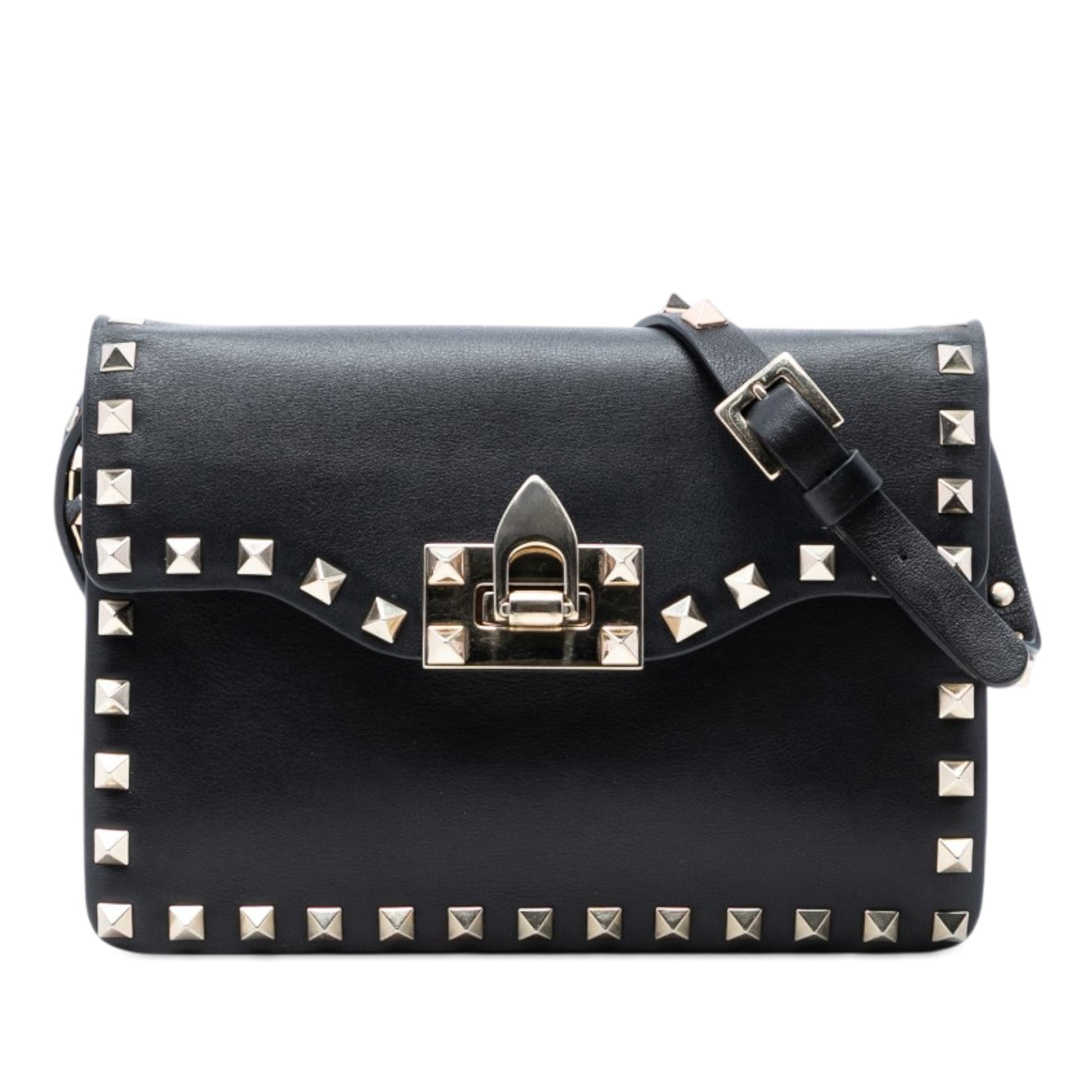 Valentino Small Leather Rockstud Flap Crossbody