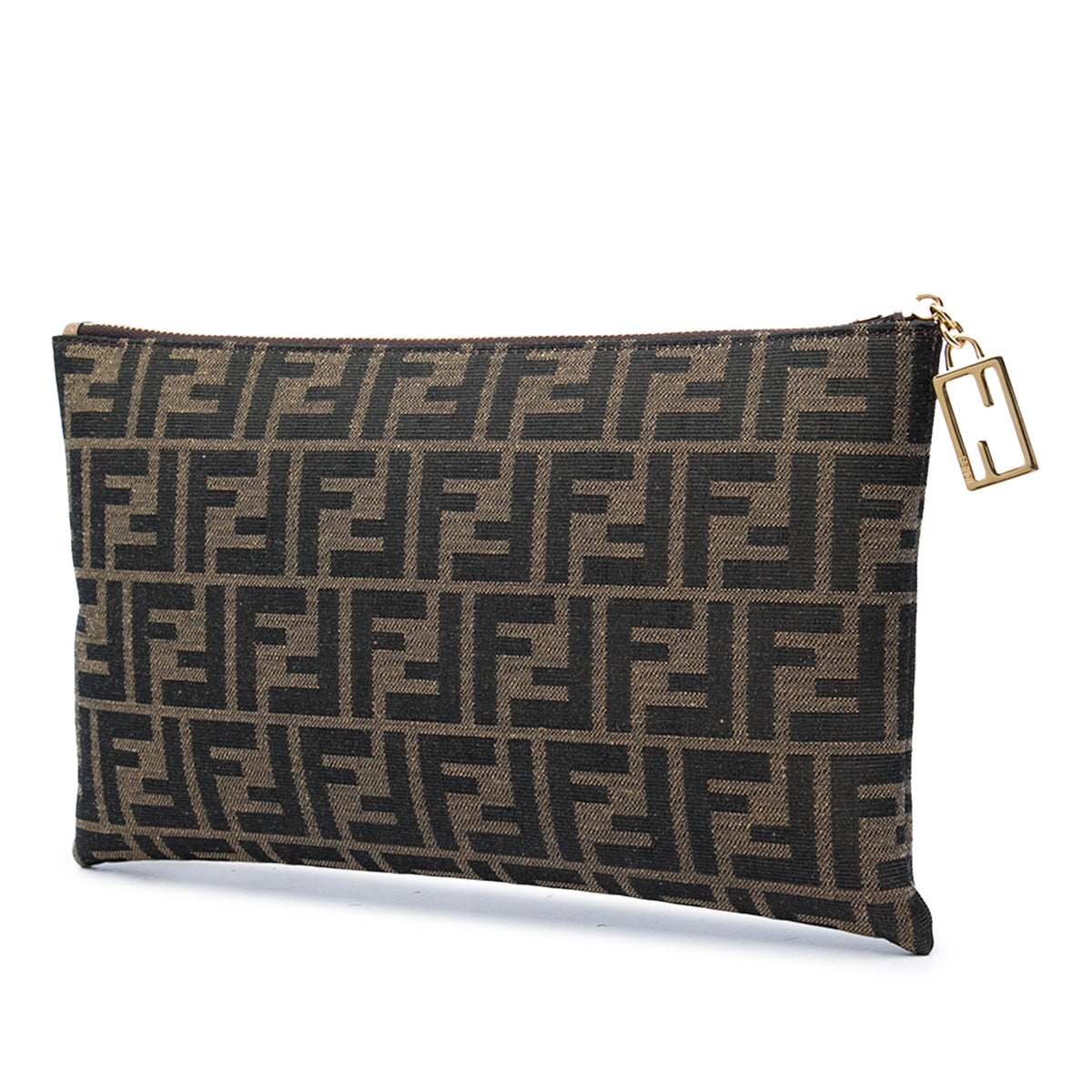 Fendi Medium FF Jacquard Flat Baguette Pouch — Brown