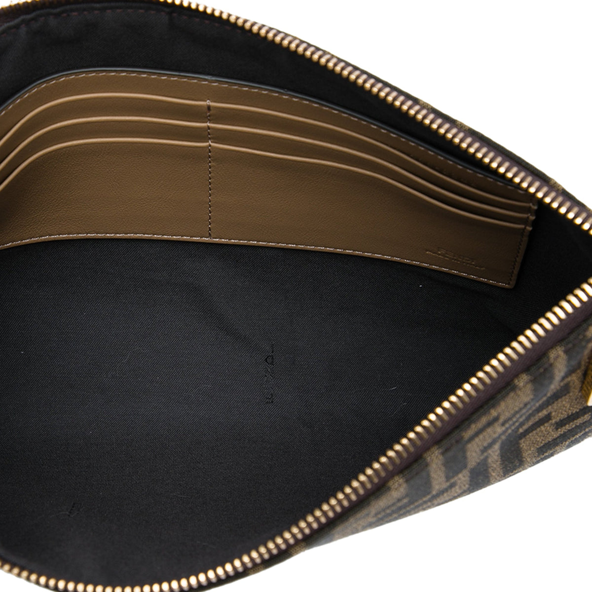 Fendi Medium FF Jacquard Flat Baguette Pouch — Brown