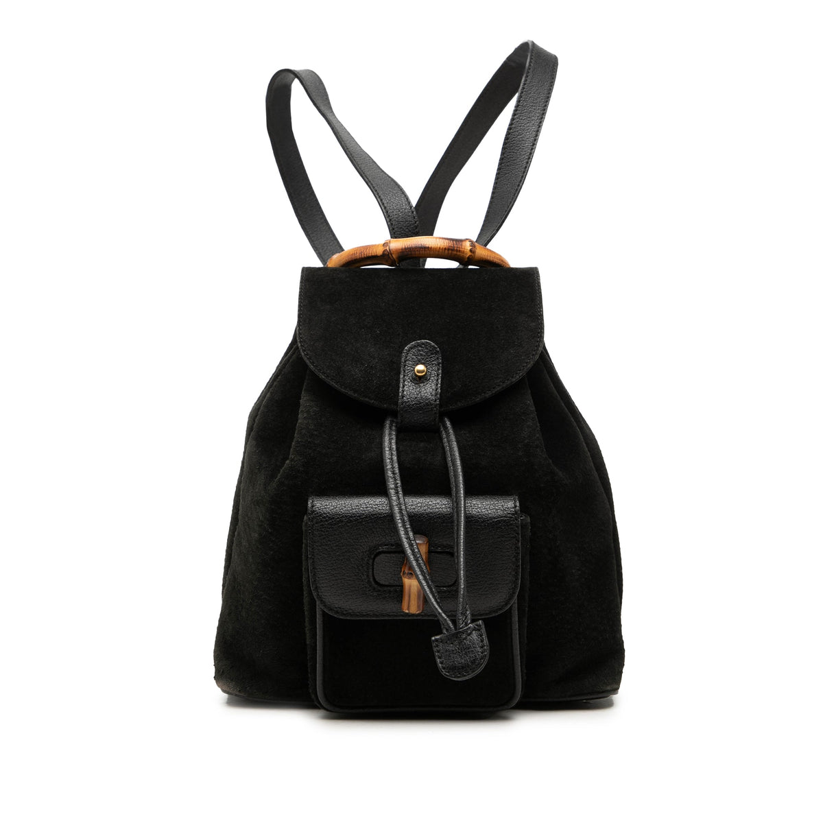 Gucci Suede Bamboo Drawstring Backpack