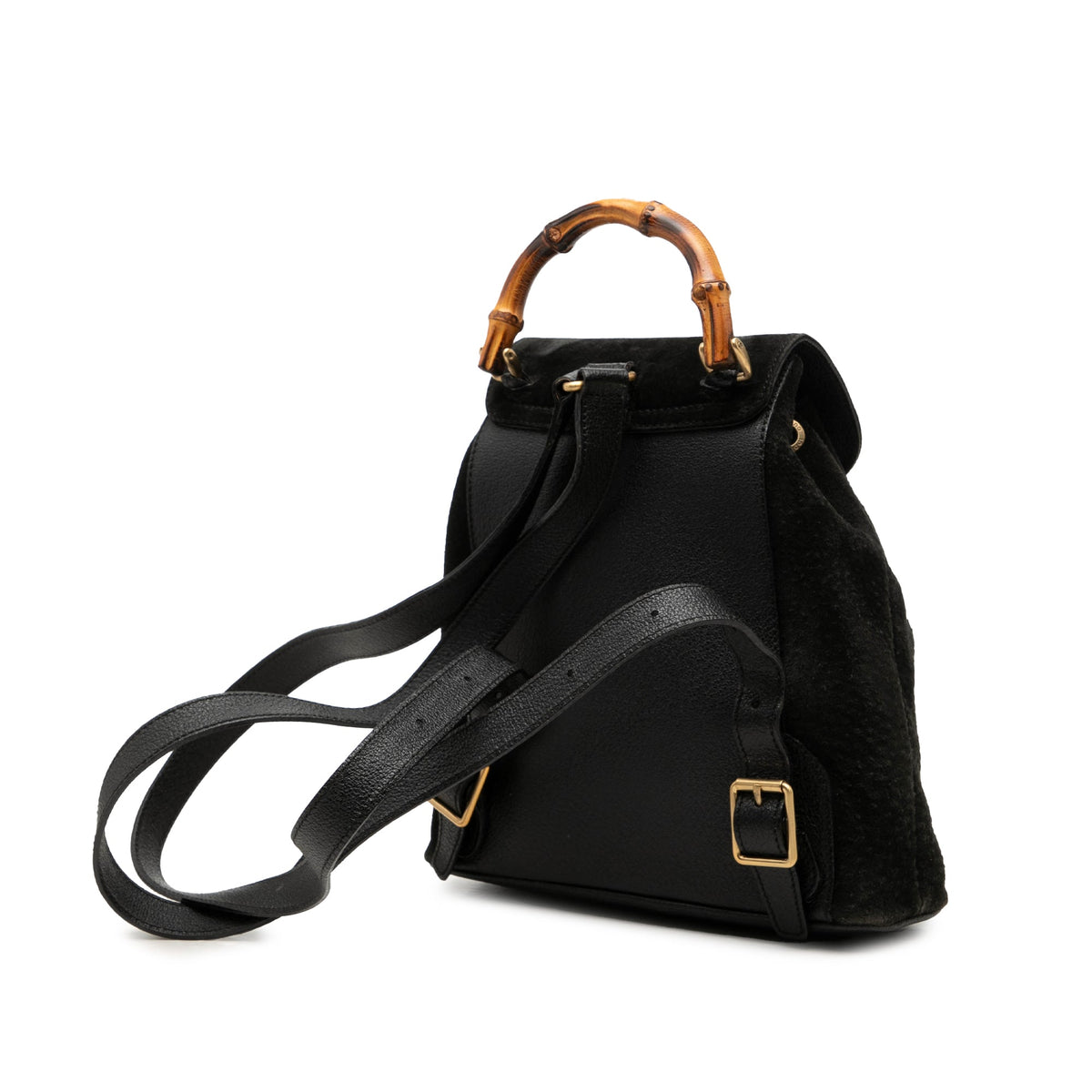 Gucci Suede Bamboo Drawstring Backpack