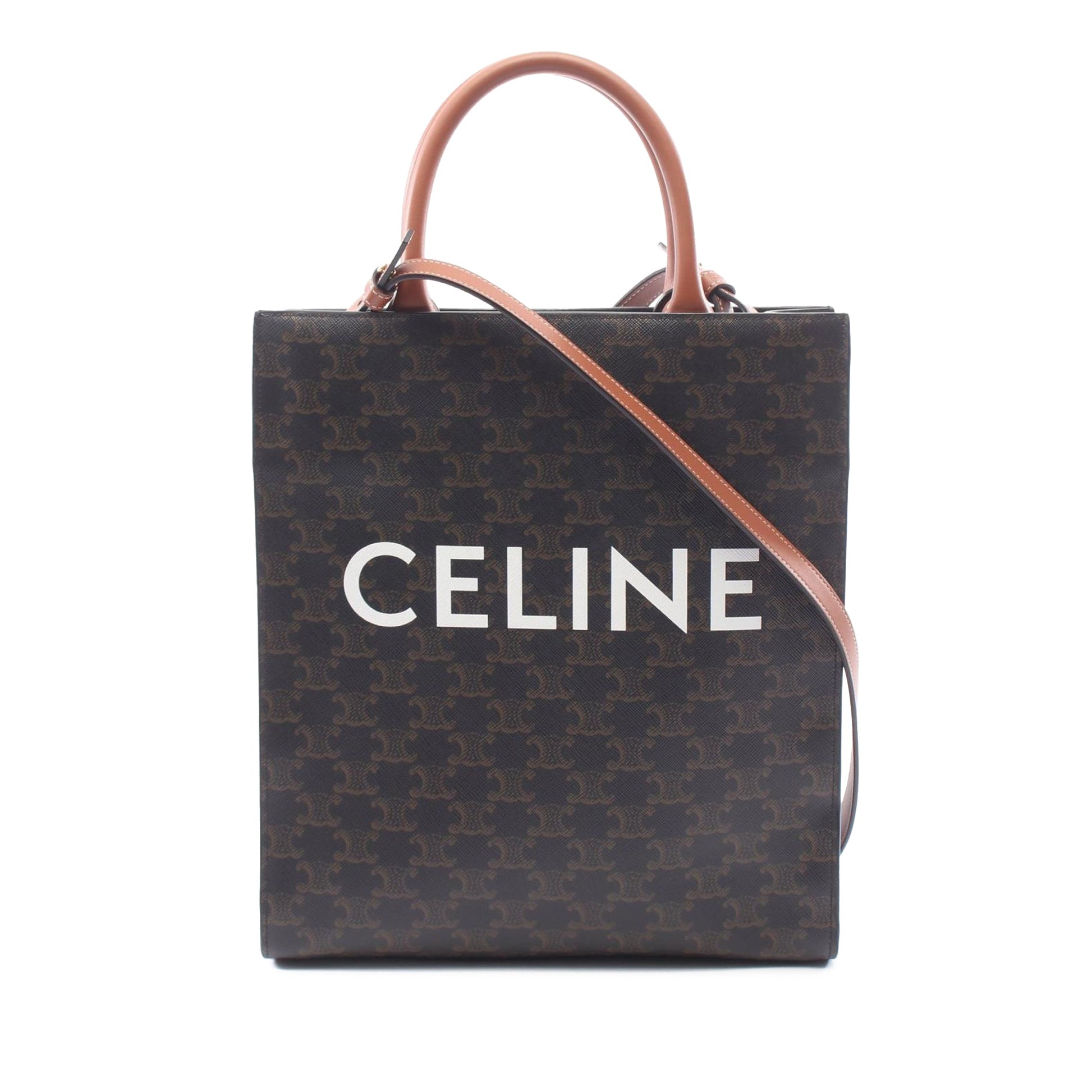 Celine Small Triomphe Coated Canvas Vertical Cabas Tote