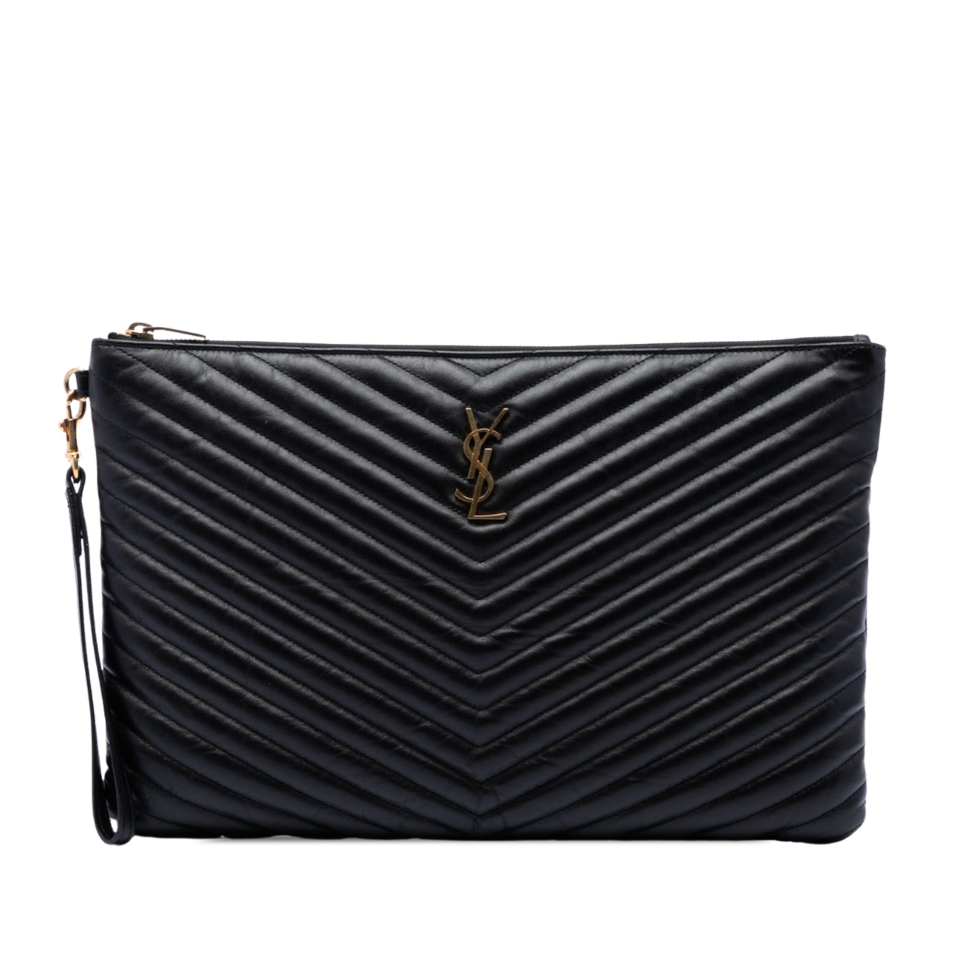 Saint Laurent Chevron Calfskin Cassandre Document Holder