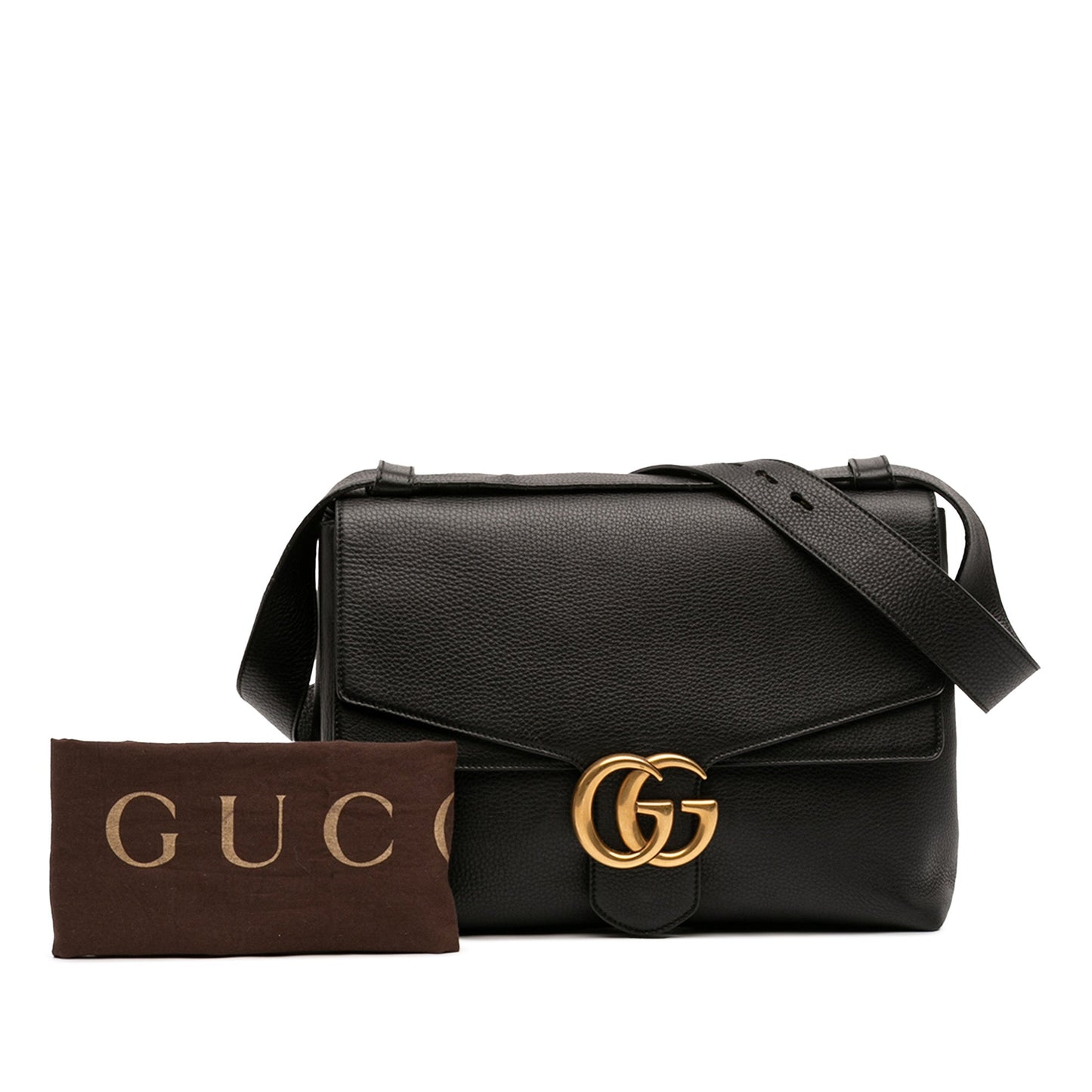 Gucci Large GG Marmont Pebbled Calfskin Flap Shoulder Bag
