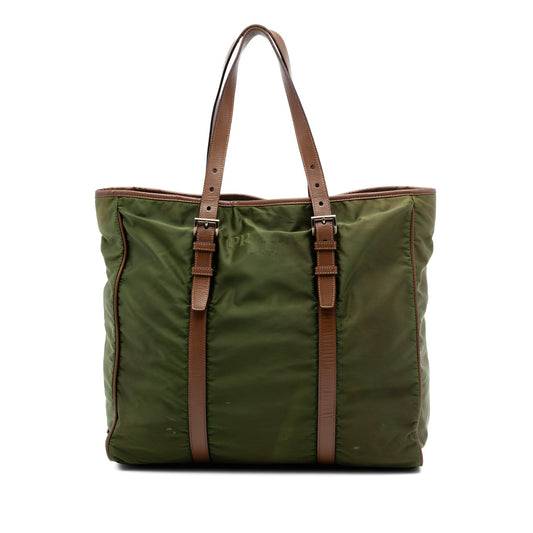Prada Leather Trimmed Tessuto Tote